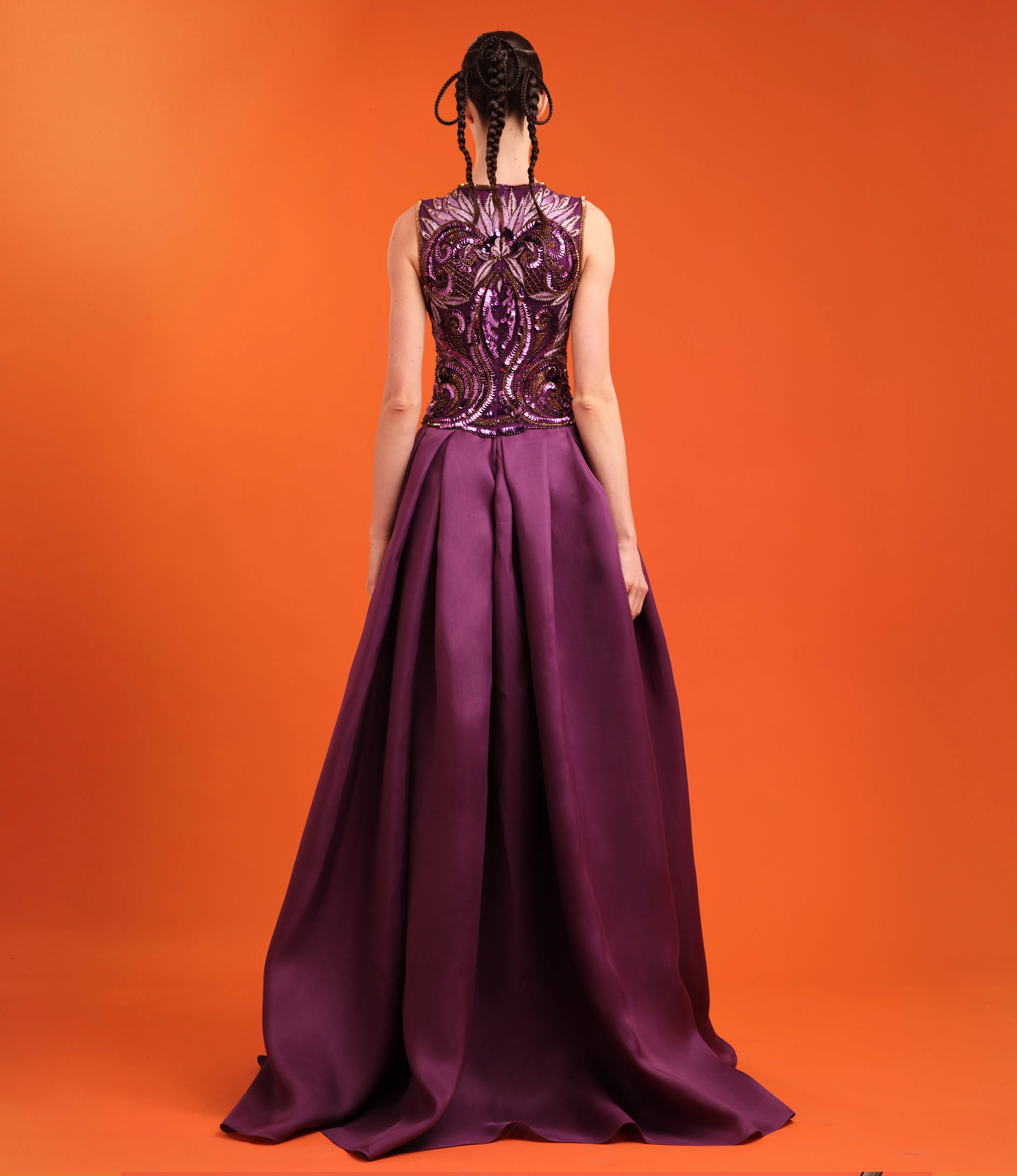 JEWEL NECK EMBELLISHED CREPE COLUMN GOWN sold by Naeem Khan product image thumbnail 2