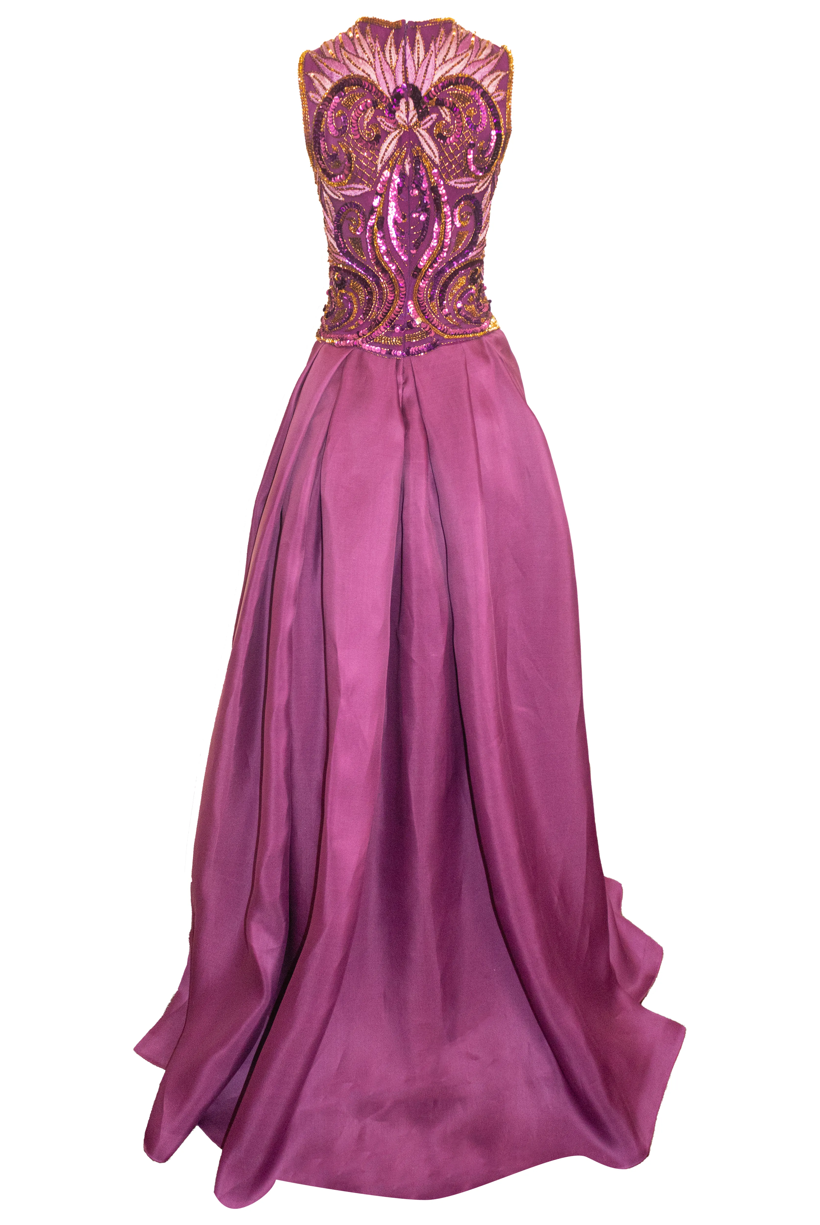 JEWEL NECK EMBELLISHED CREPE COLUMN GOWN sold by Naeem Khan product image thumbnail 4