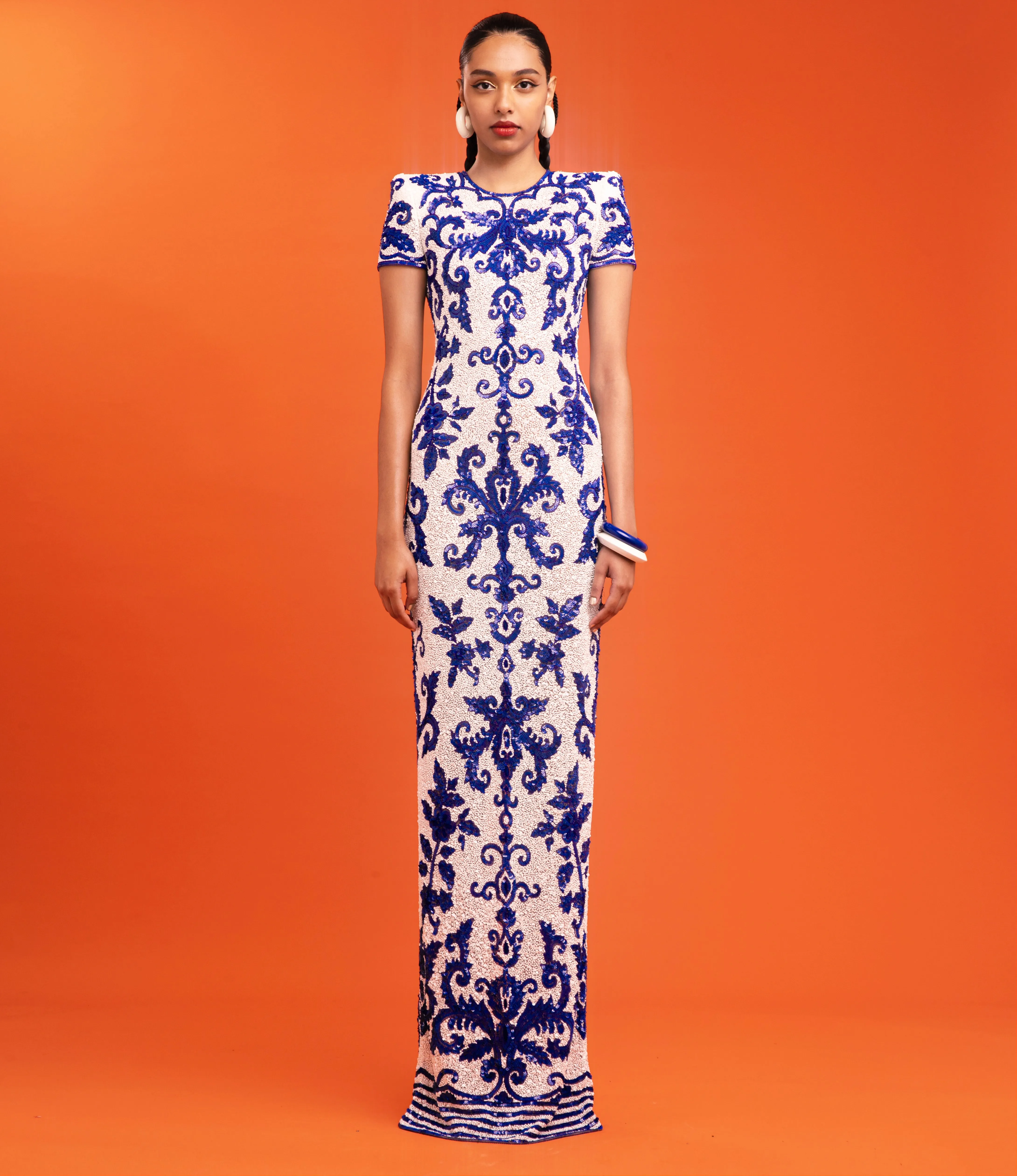 EMBROIDERED CAP SLEEVE GOWN sold by Naeem Khan