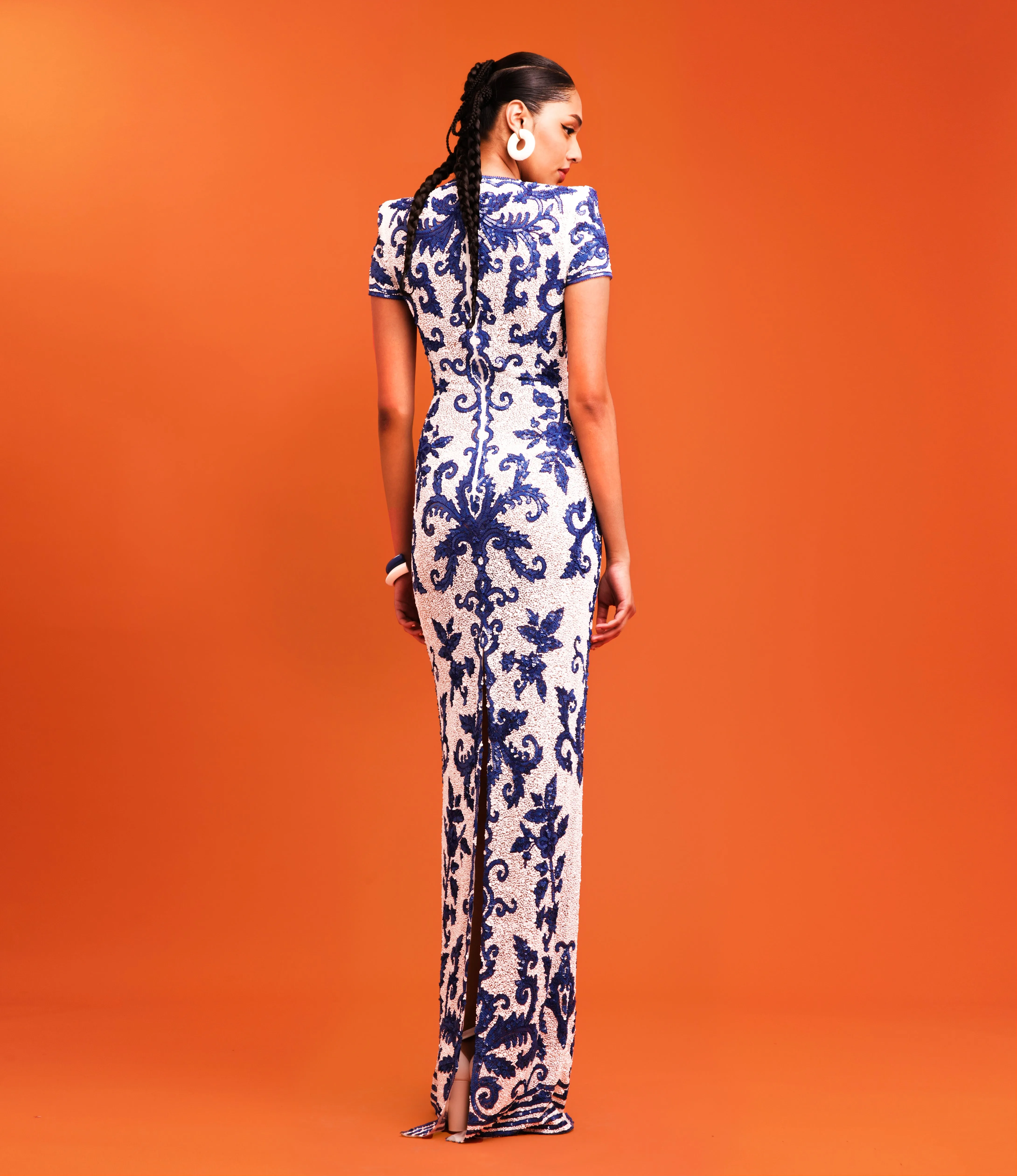 EMBROIDERED CAP SLEEVE GOWN sold by Naeem Khan product image thumbnail 2