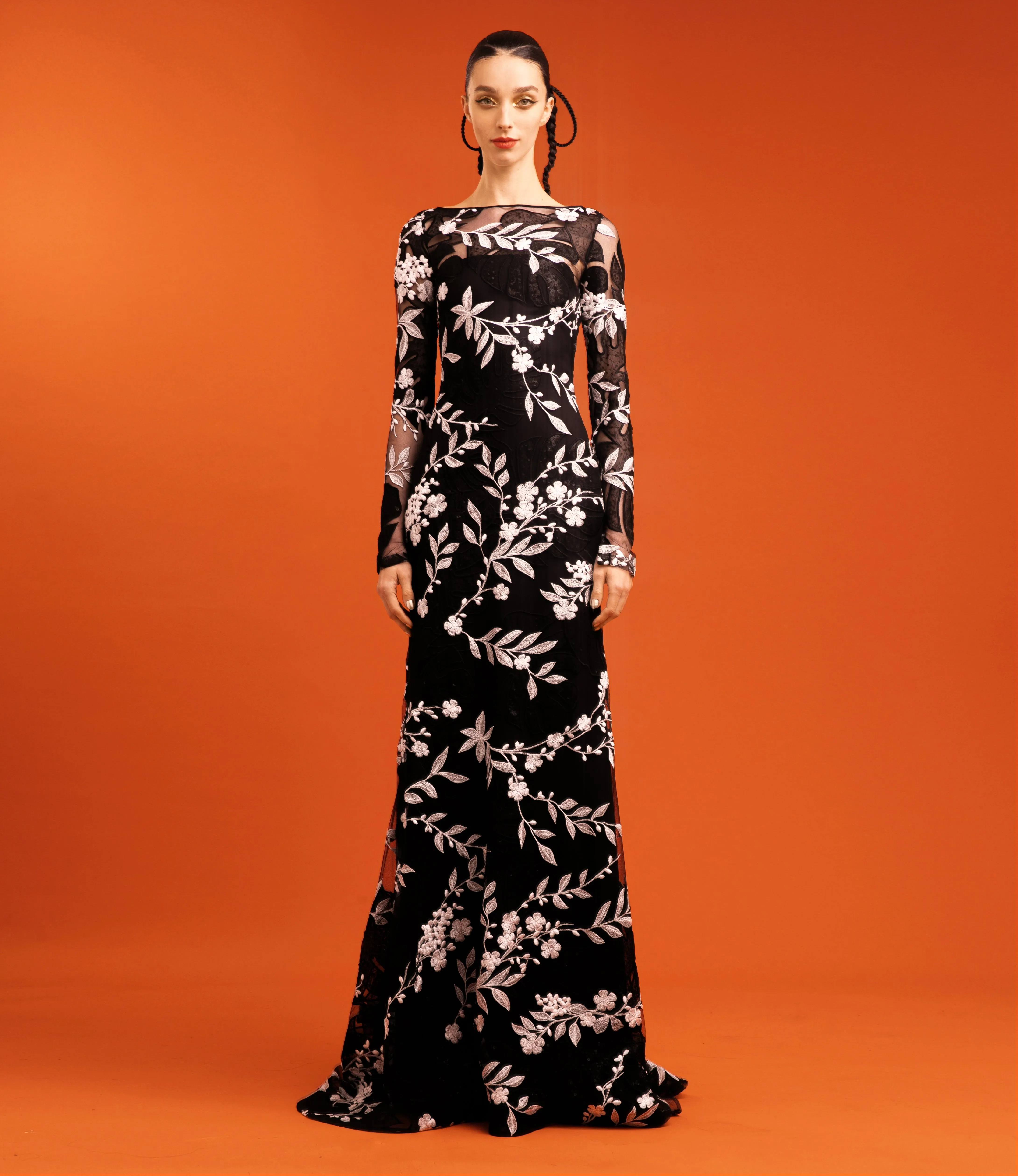 BOAT NECK FLORAL GOWN sold by Naeem Khan