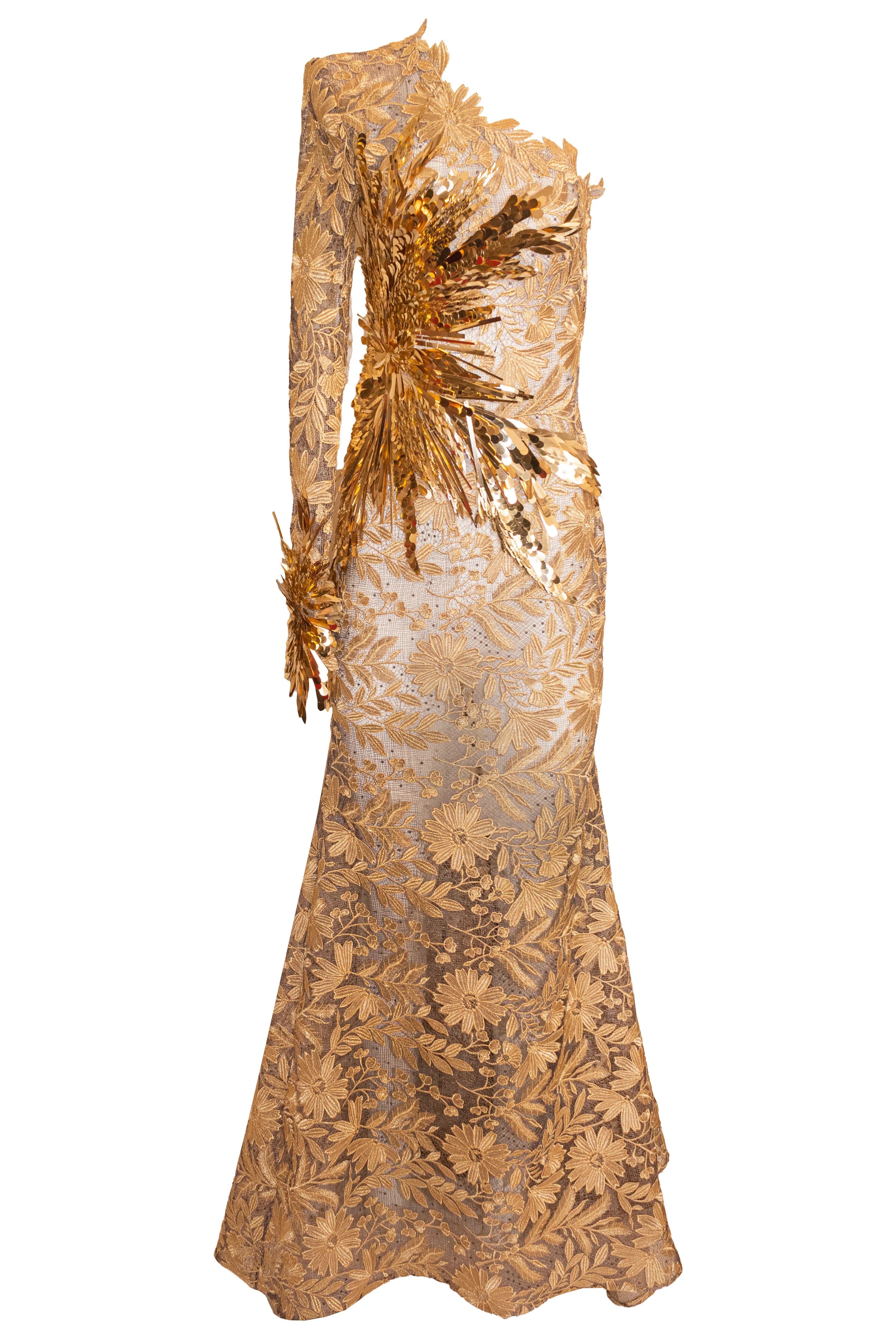 ONE SHOULDER COLUMN GOWN WITH EMBROIDERY DETAIL sold by Naeem Khan product image thumbnail 3