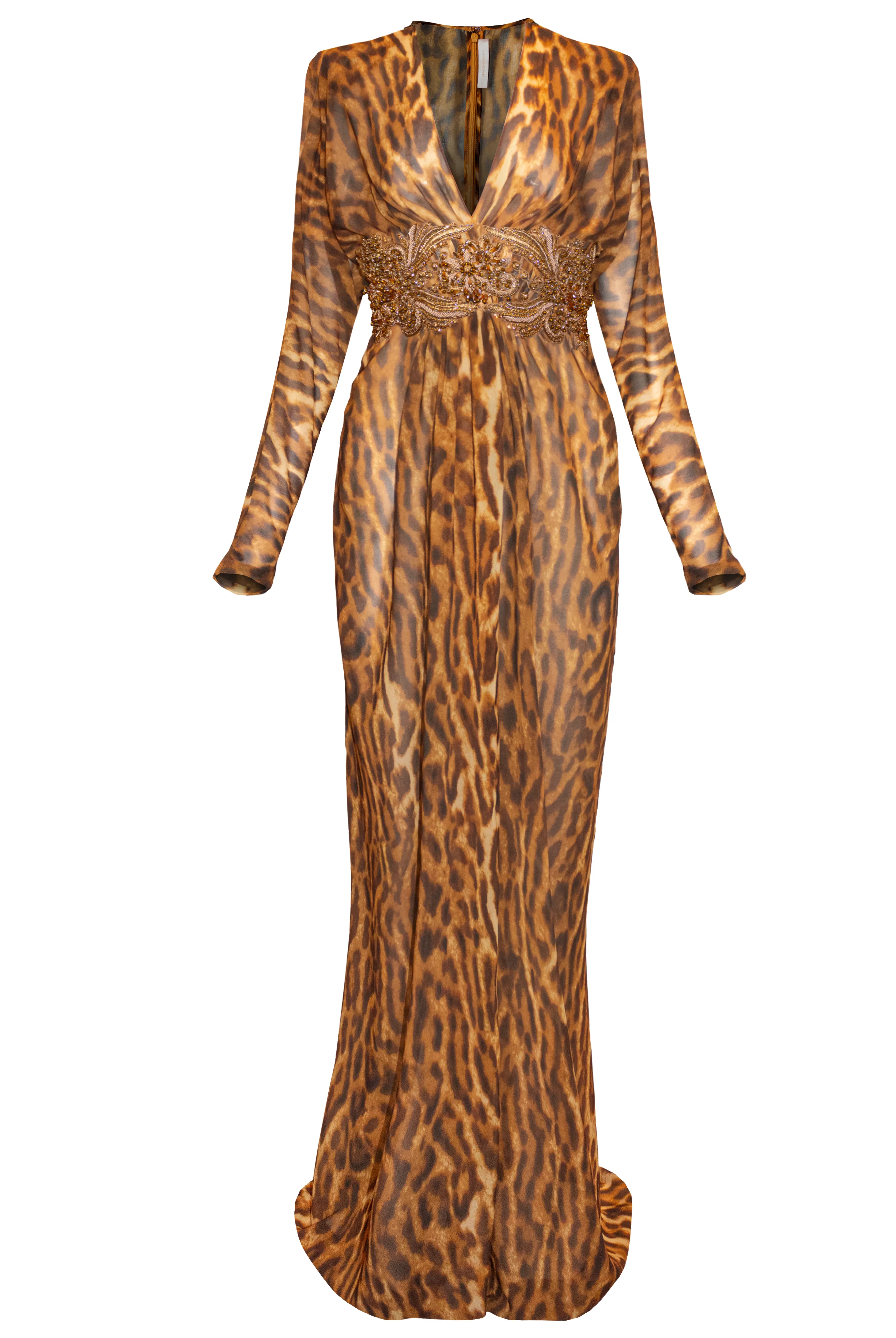 LEOPARD PRINT CHIFFON GOWN WITH EMBROIDERY DETAIL sold by Naeem Khan product image thumbnail 3