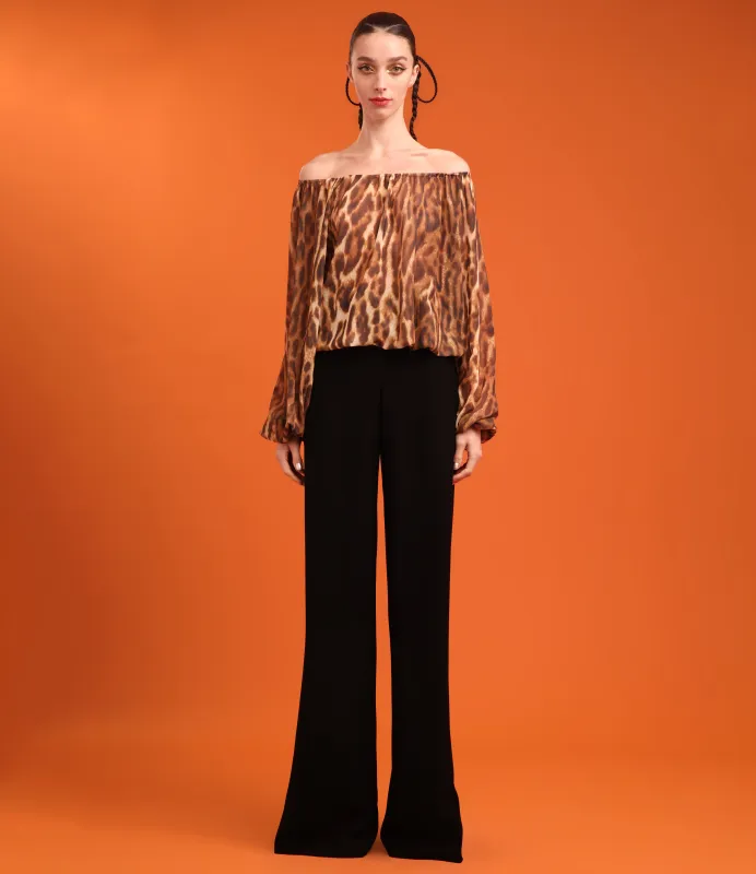 LEOPARD PRINT CHIFFON BLOUSE sold by Naeem Khan