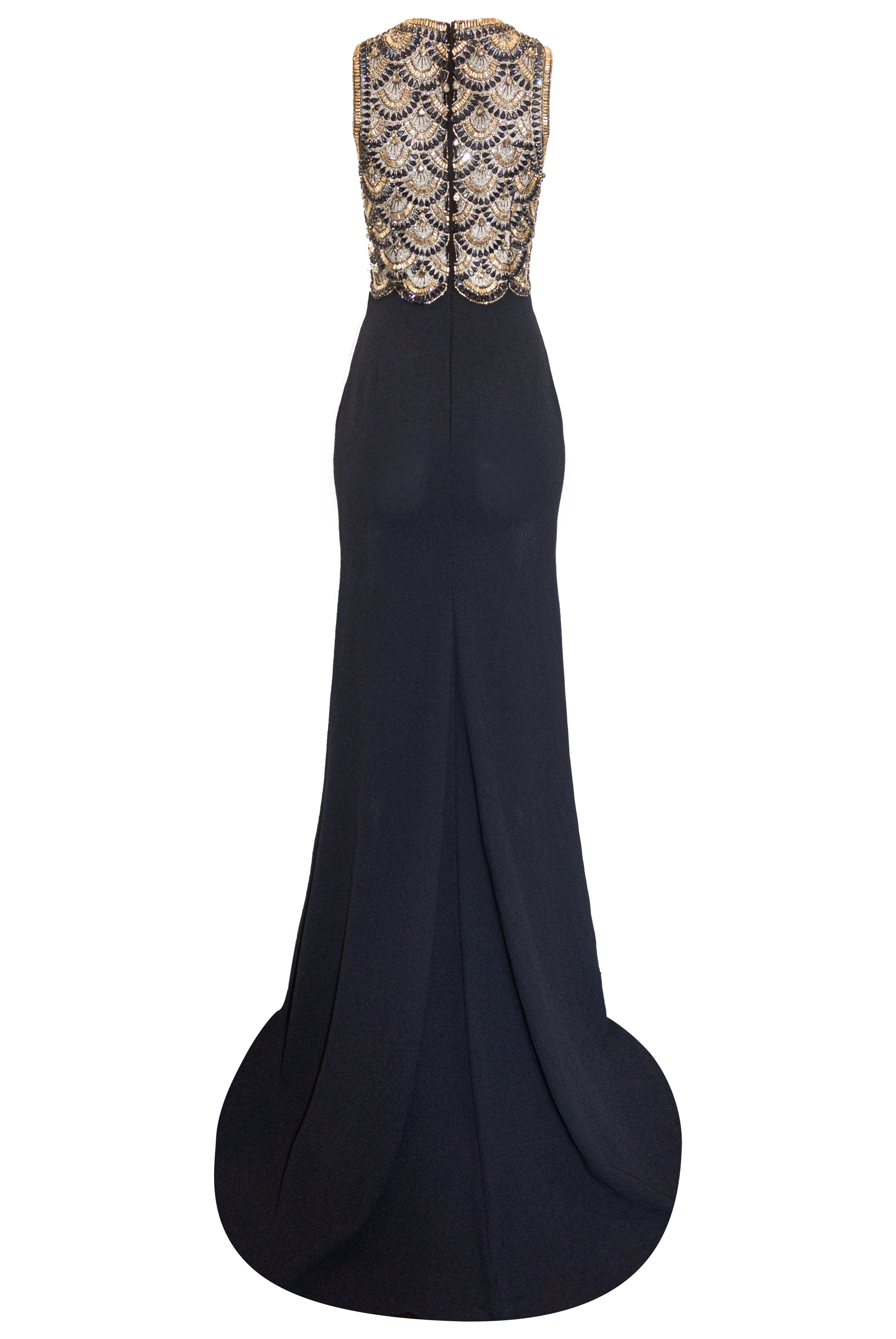 BEADED SCALLOP HALTER GOWN WITH CREPE SKIRT sold by Naeem Khan product image thumbnail 4