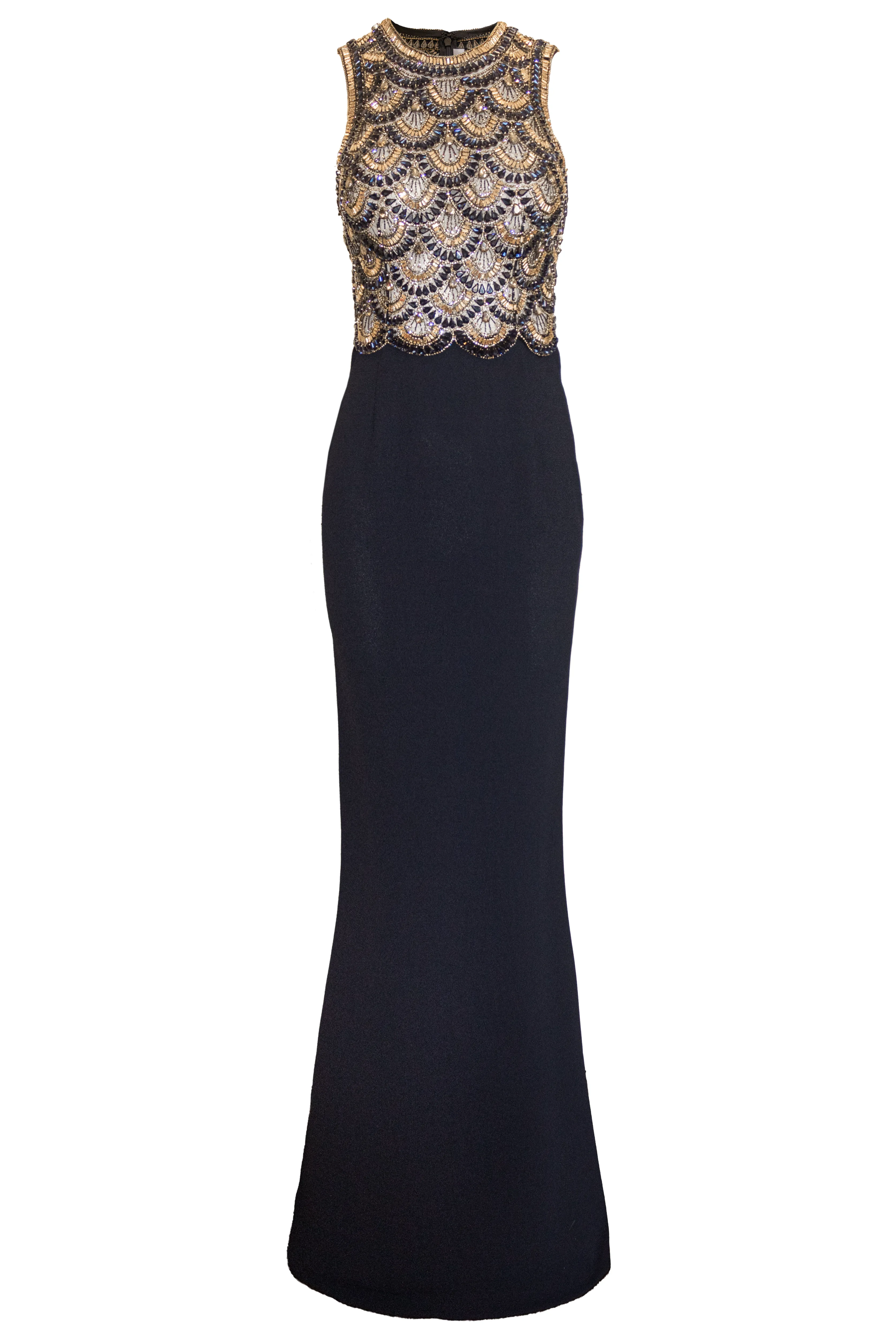 BEADED SCALLOP HALTER GOWN WITH CREPE SKIRT sold by Naeem Khan product image thumbnail 3