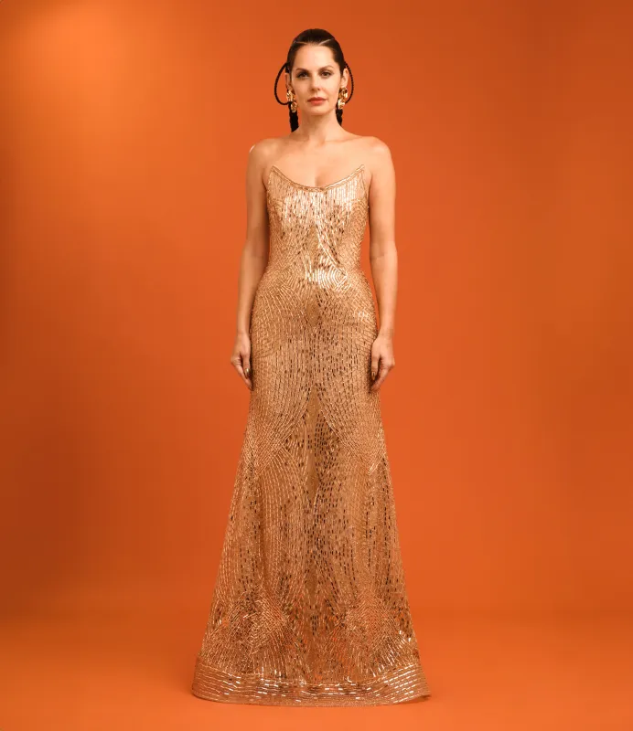 Embroidered Scoop Neck Bustier Gown sold by Naeem Khan