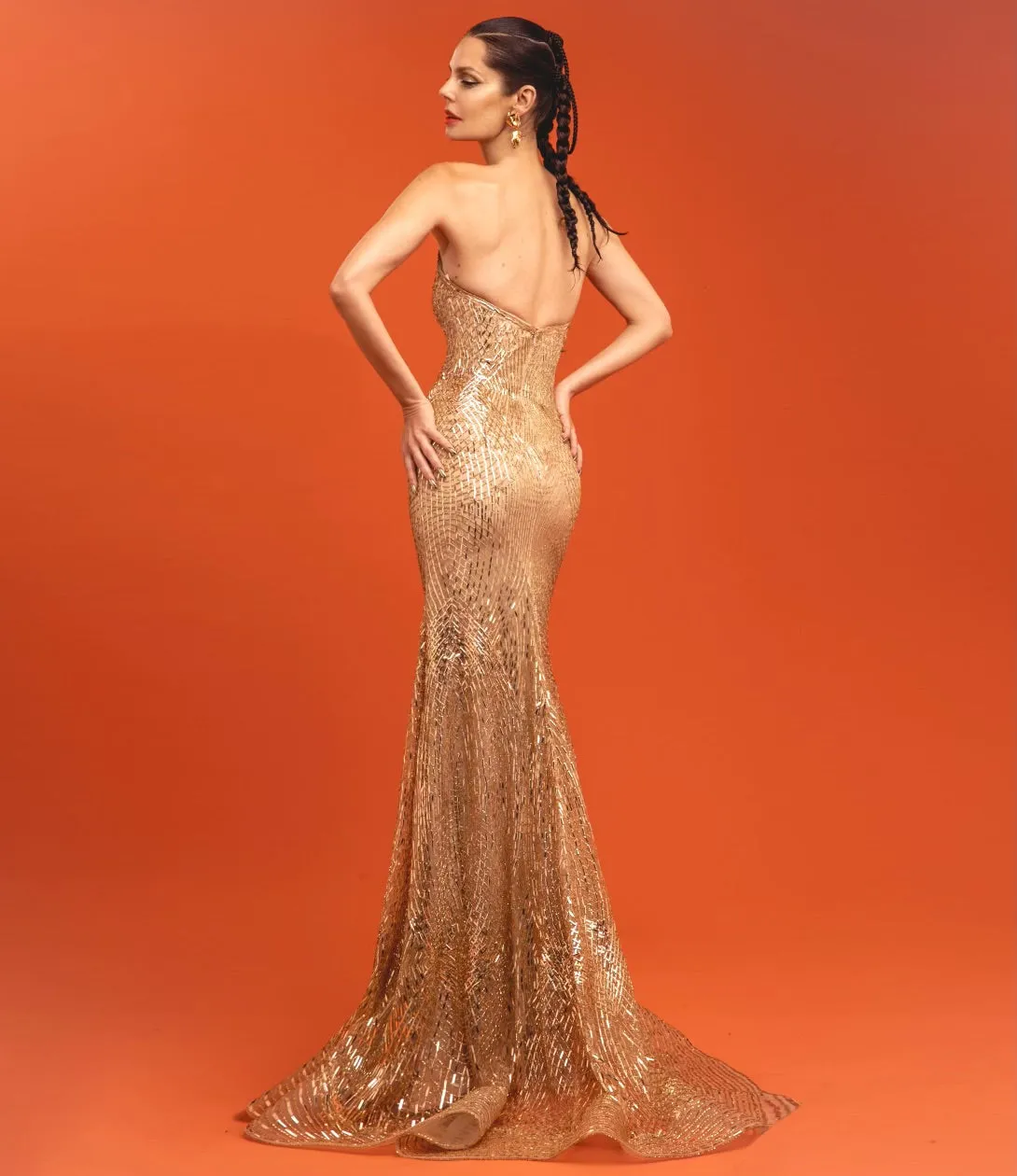 Embroidered Scoop Neck Bustier Gown sold by Naeem Khan product image thumbnail 2