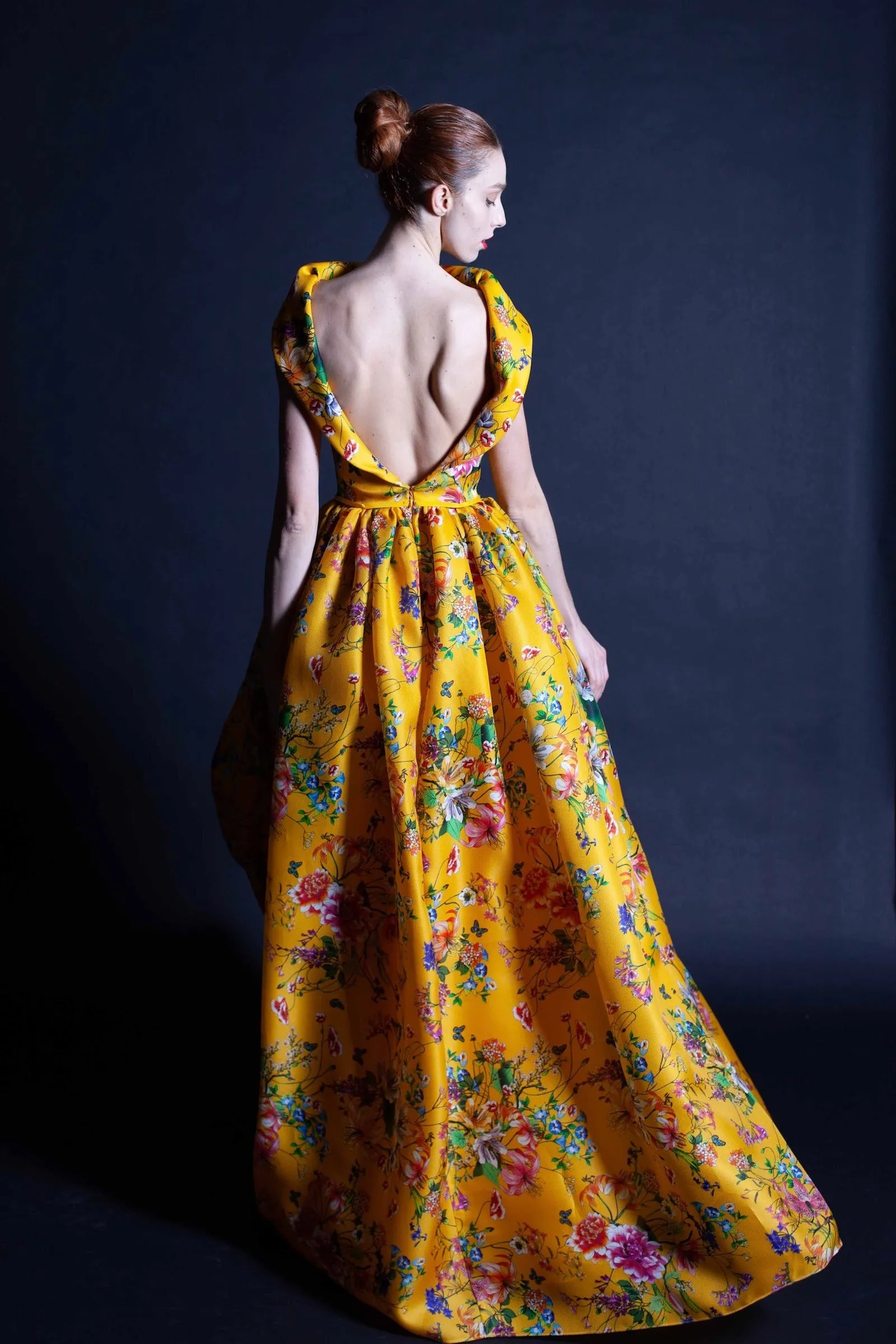 Boat Neck Silk Gazar Gown sold by Naeem Khan product image thumbnail 2