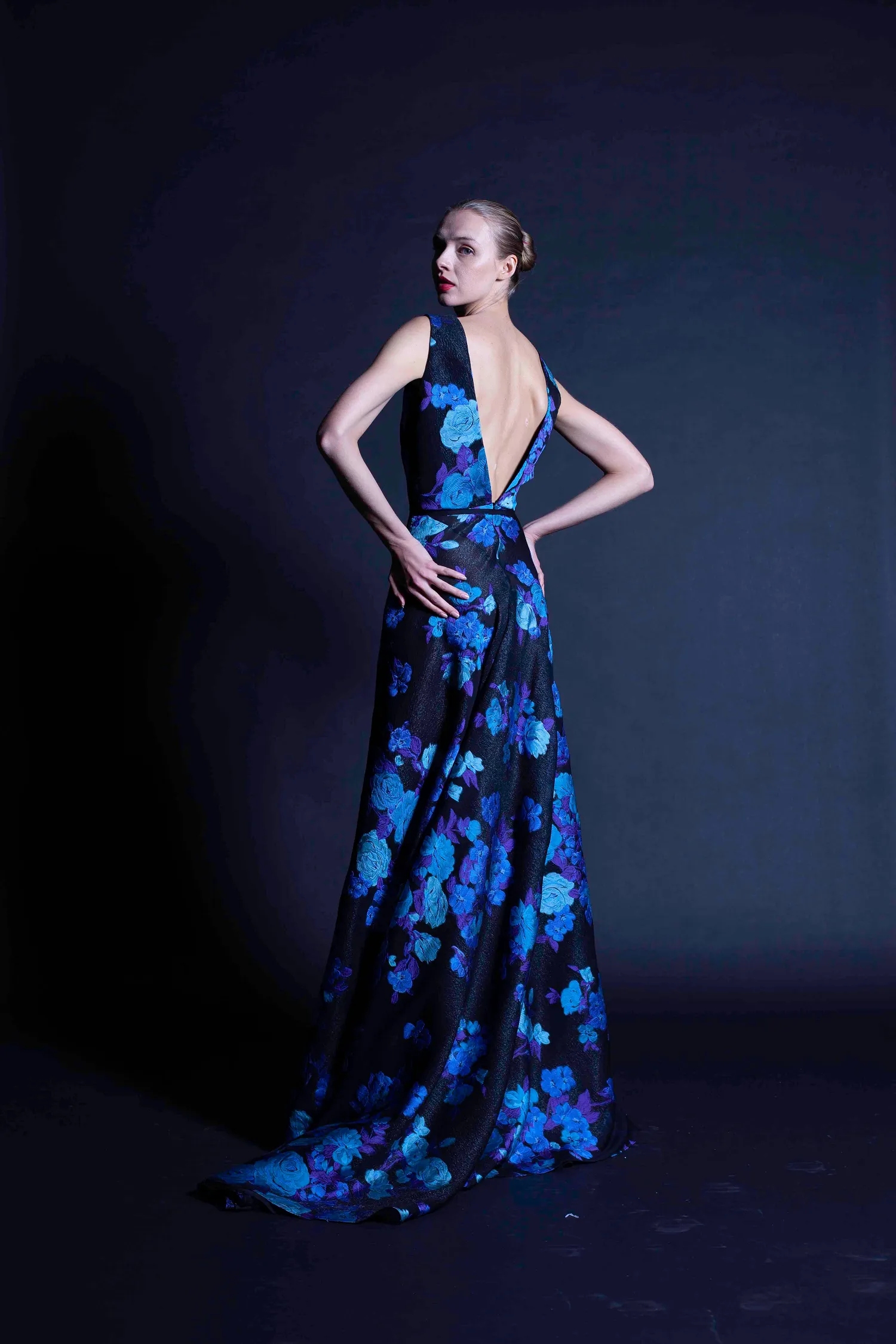 Jacquard Floral Print Fit to Flare Gown sold by Naeem Khan product image thumbnail 2