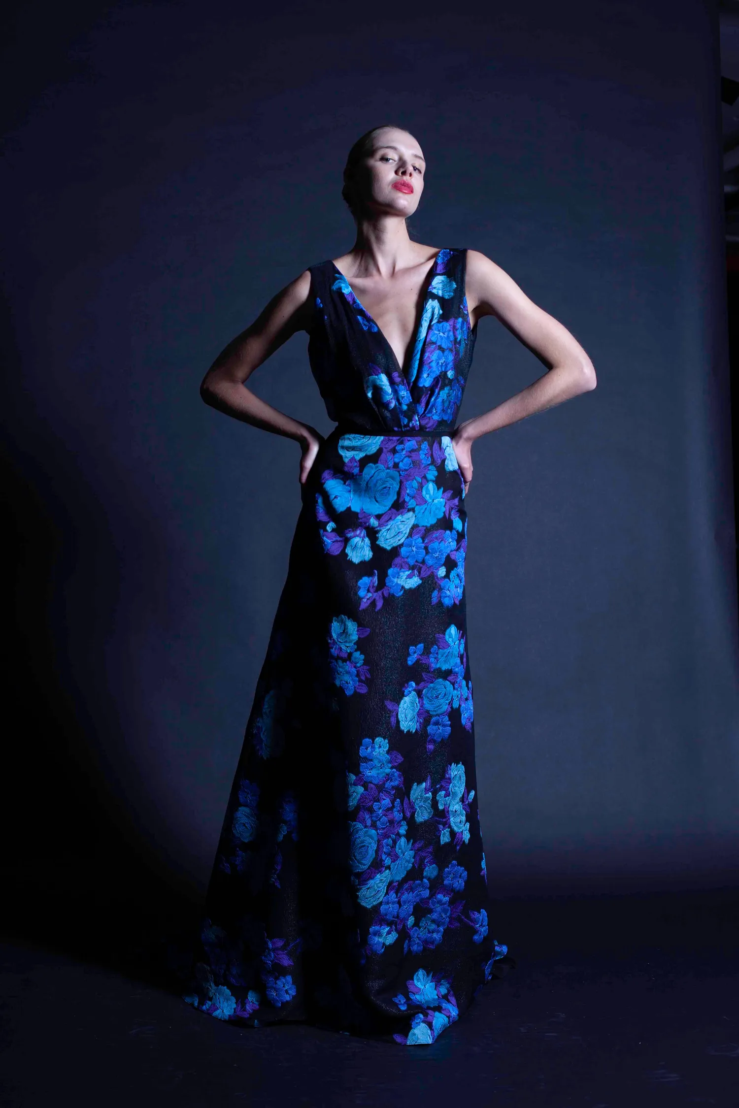 Jacquard Floral Print Fit to Flare Gown sold by Naeem Khan