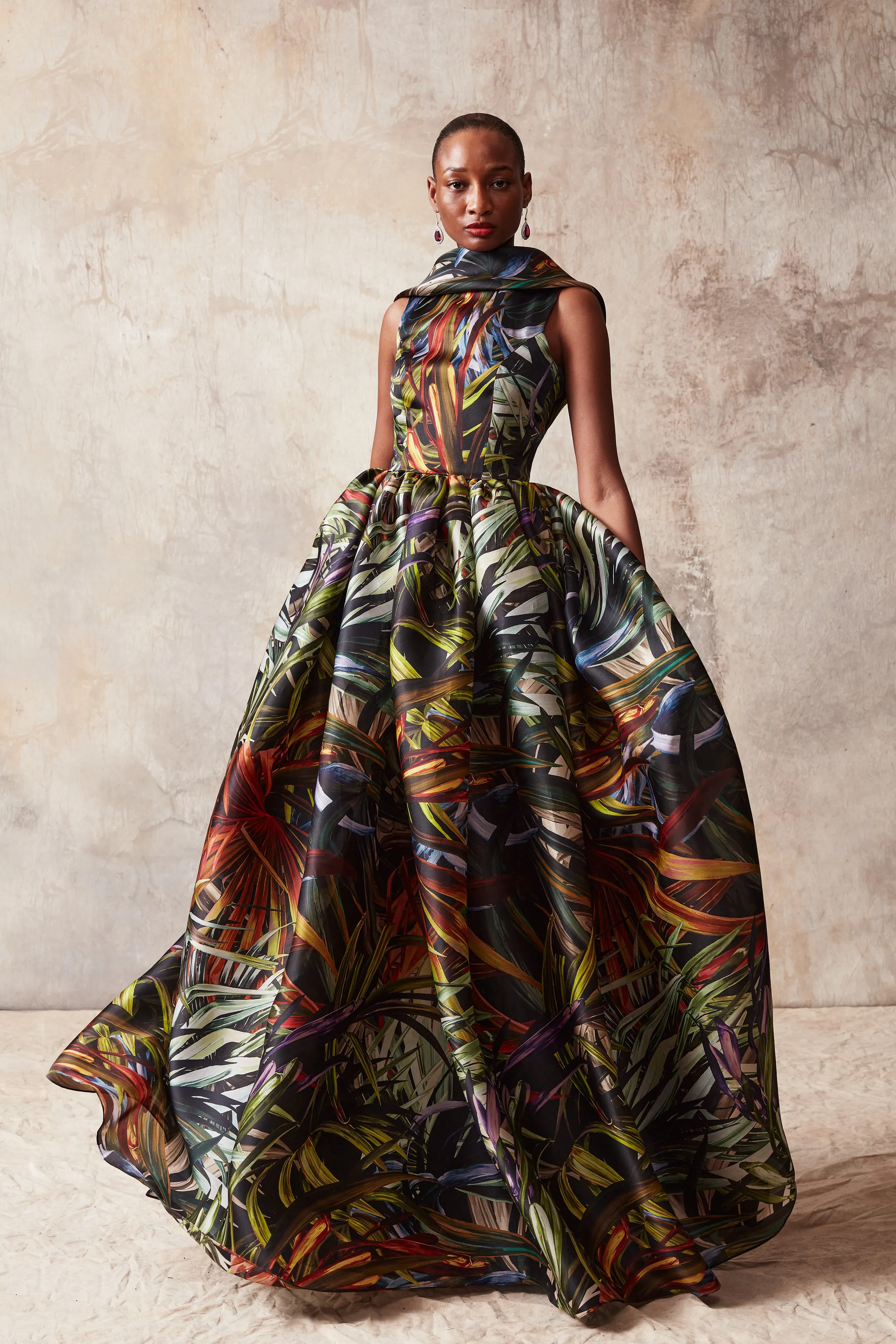 Tropical Boat Neck Ballgown sold by Naeem Khan