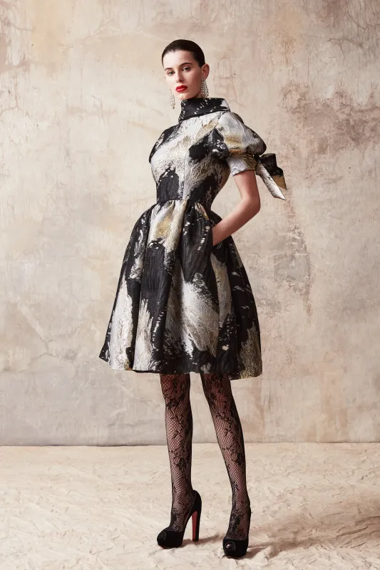 Boat Neck Puff Sleeve Dress sold by Naeem Khan