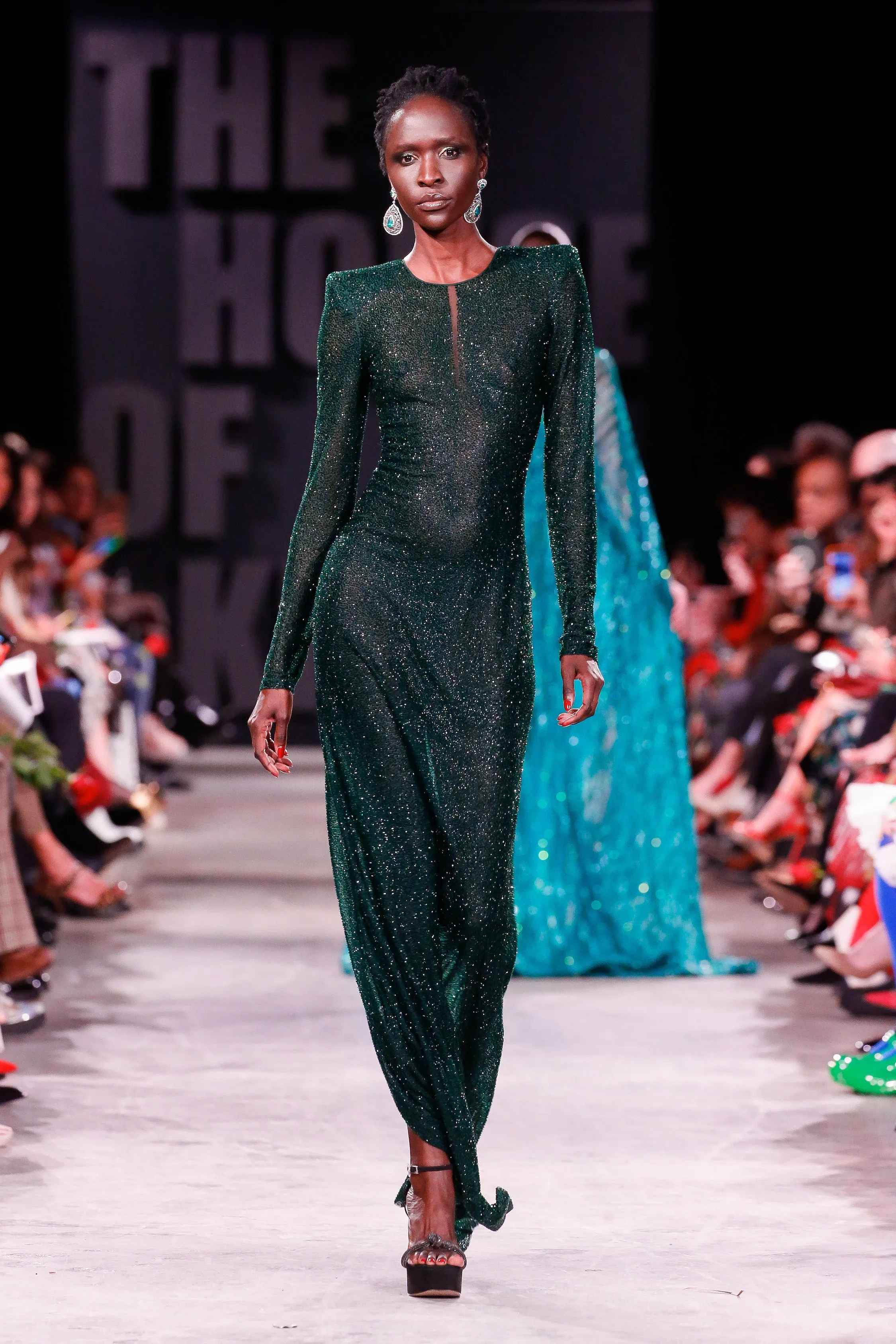 Beaded Long Sleeve Keyhole Gown sold by Naeem Khan