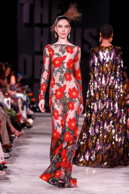 Floral Applique Long Sleeve Gown sold by Naeem Khan