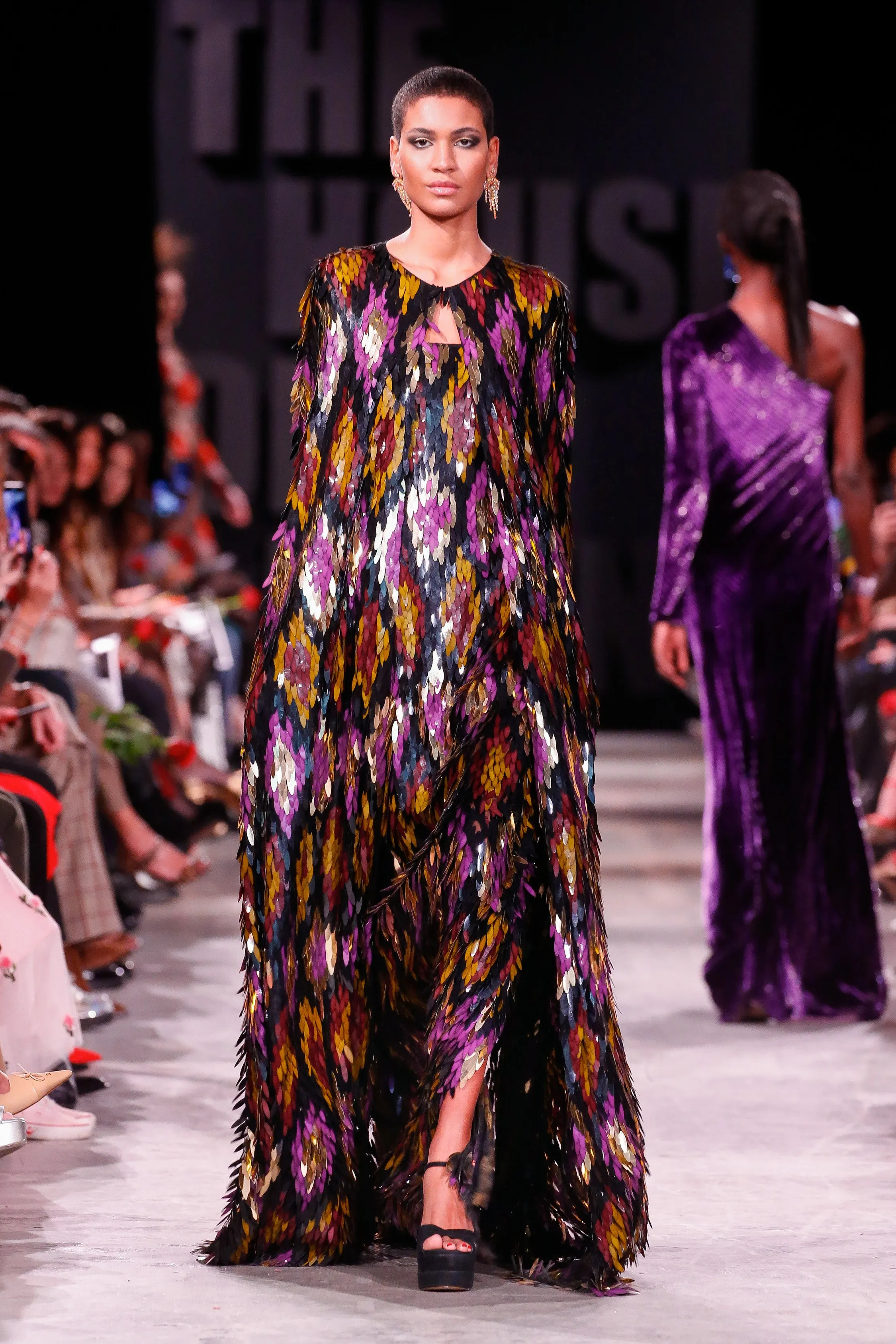 Tear Drop Sequin Strapless Gown with Tear Drop Sequin Cape sold by Naeem Khan