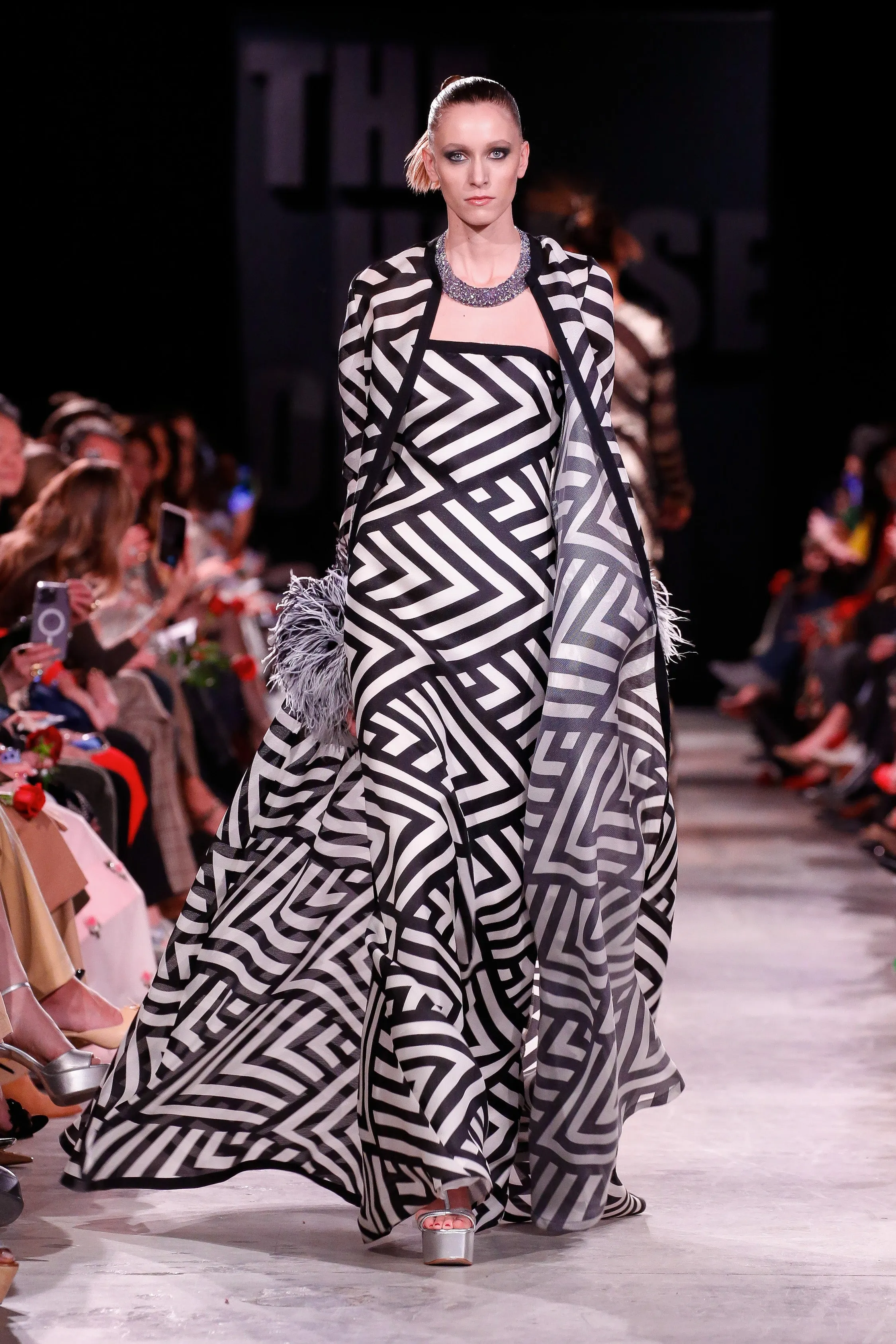 Printed Silk Gazar Strapless Fit and Flare Gown and Cape sold by Naeem Khan
