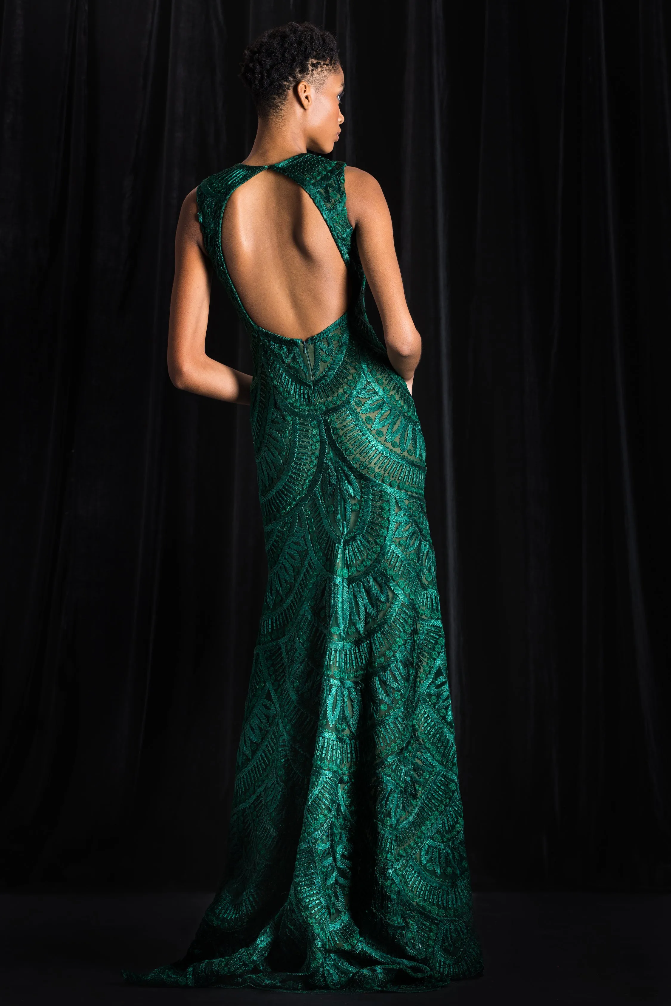 Ribbon Embroidered Sleeveless Gown sold by Naeem Khan product image thumbnail 2