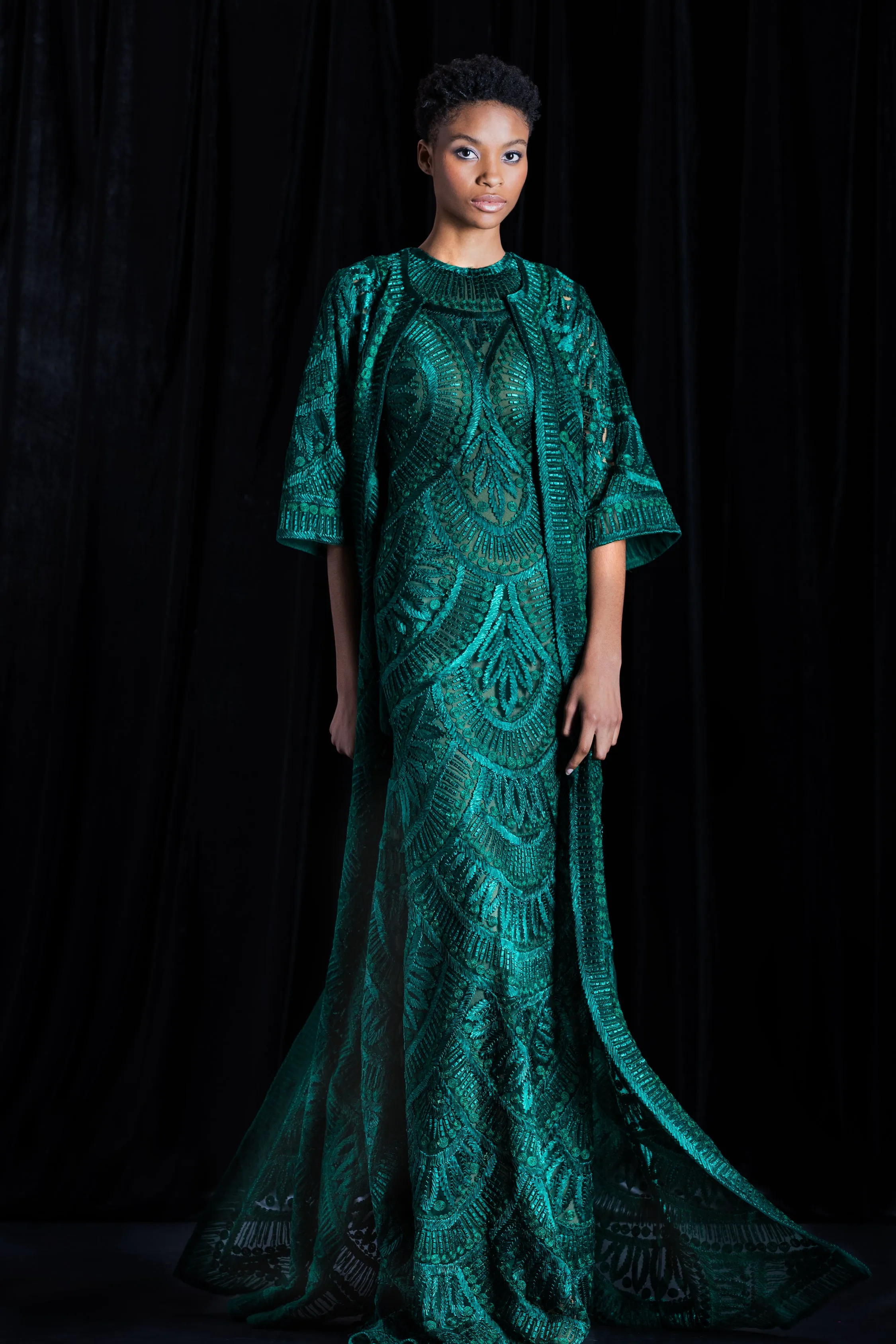 Ribbon Embroidered Sleeveless Gown sold by Naeem Khan product image thumbnail 3