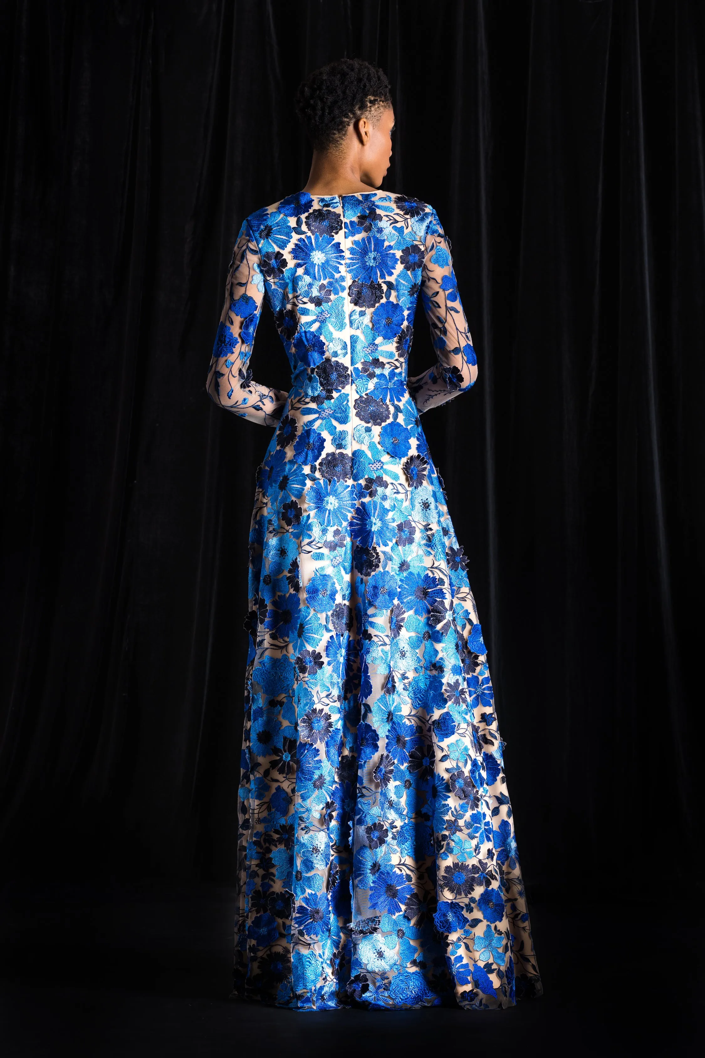 Floral Applique Long Sleeve Gown sold by Naeem Khan product image thumbnail 2