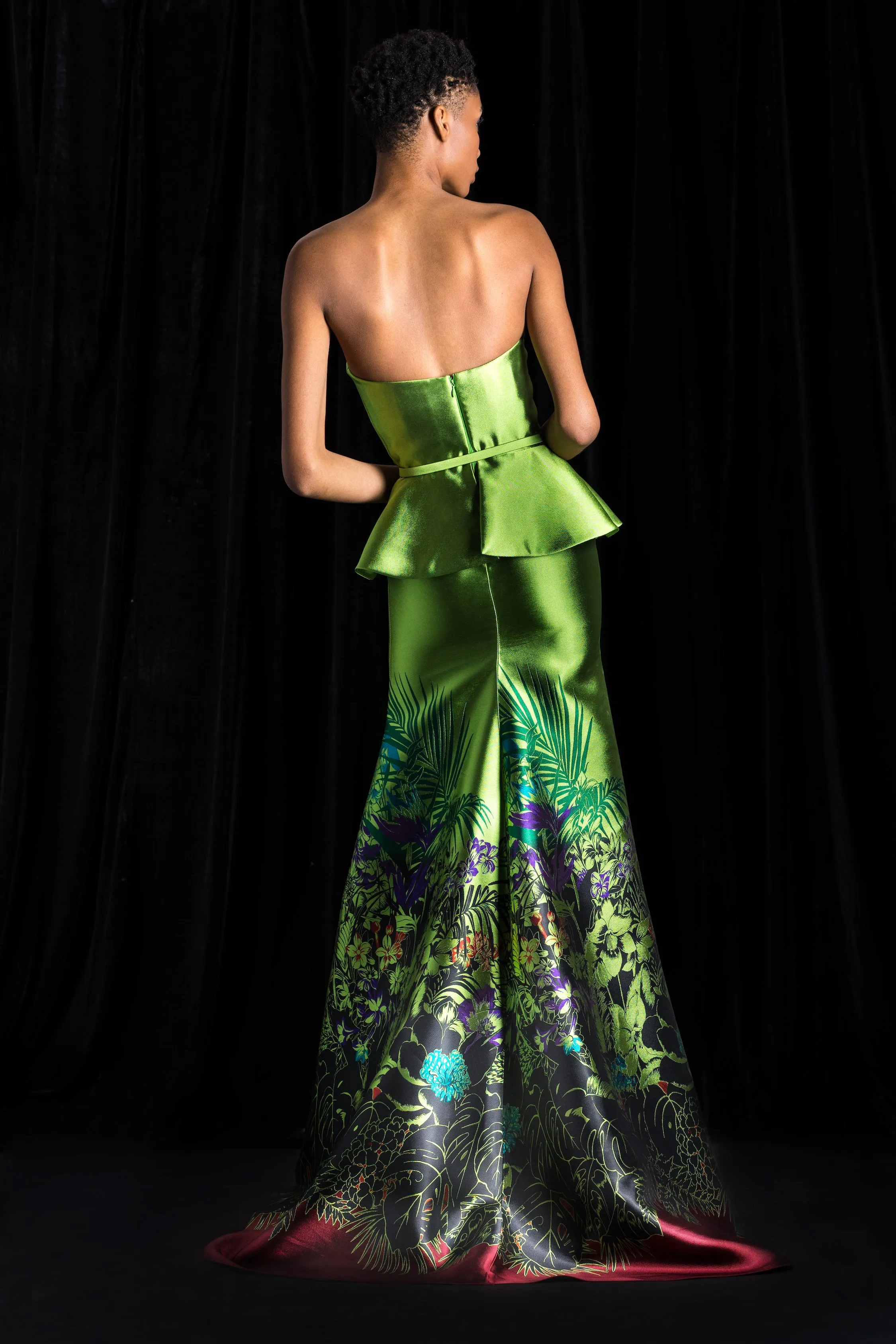 Botanical Strapless Peplum Gown sold by Naeem Khan product image thumbnail 3