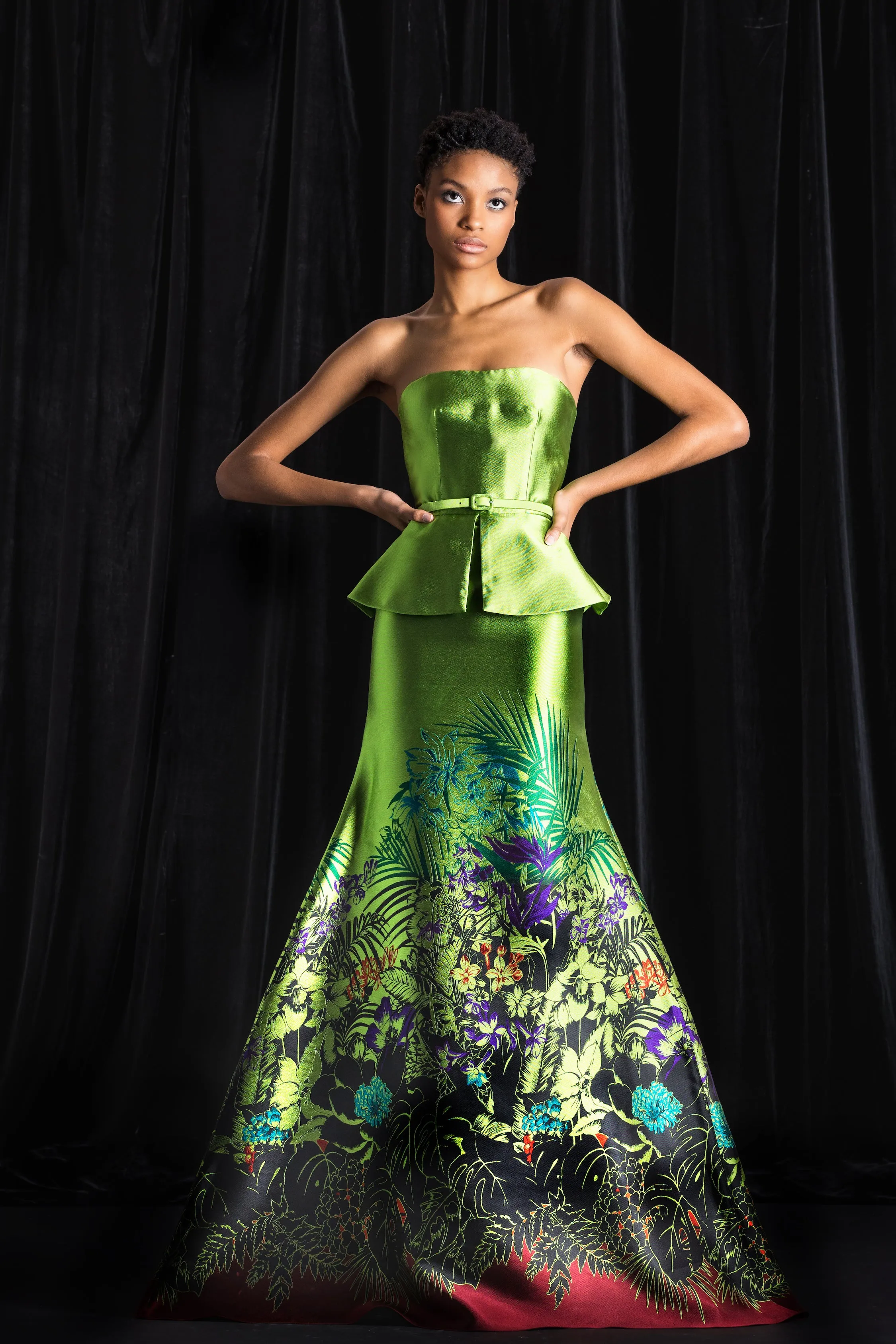 Botanical Strapless Peplum Gown sold by Naeem Khan