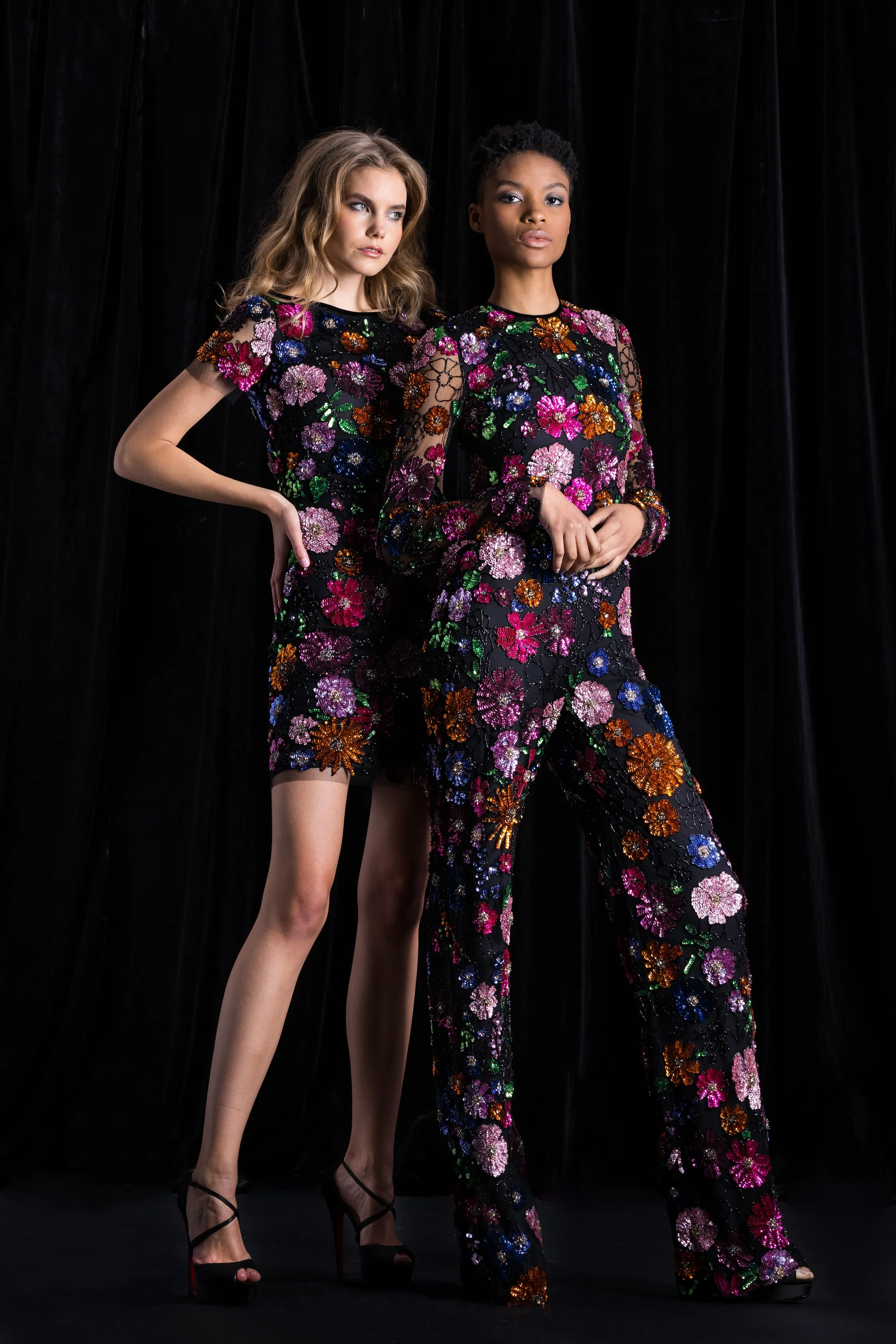 Floral Sequin Embellished Long Sleeve Jumpsuit sold by Naeem Khan product image thumbnail 2
