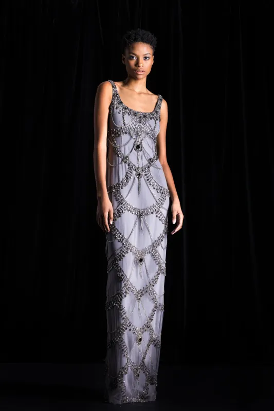 Chandelier Beaded Sleeveless Column Gown sold by Naeem Khan