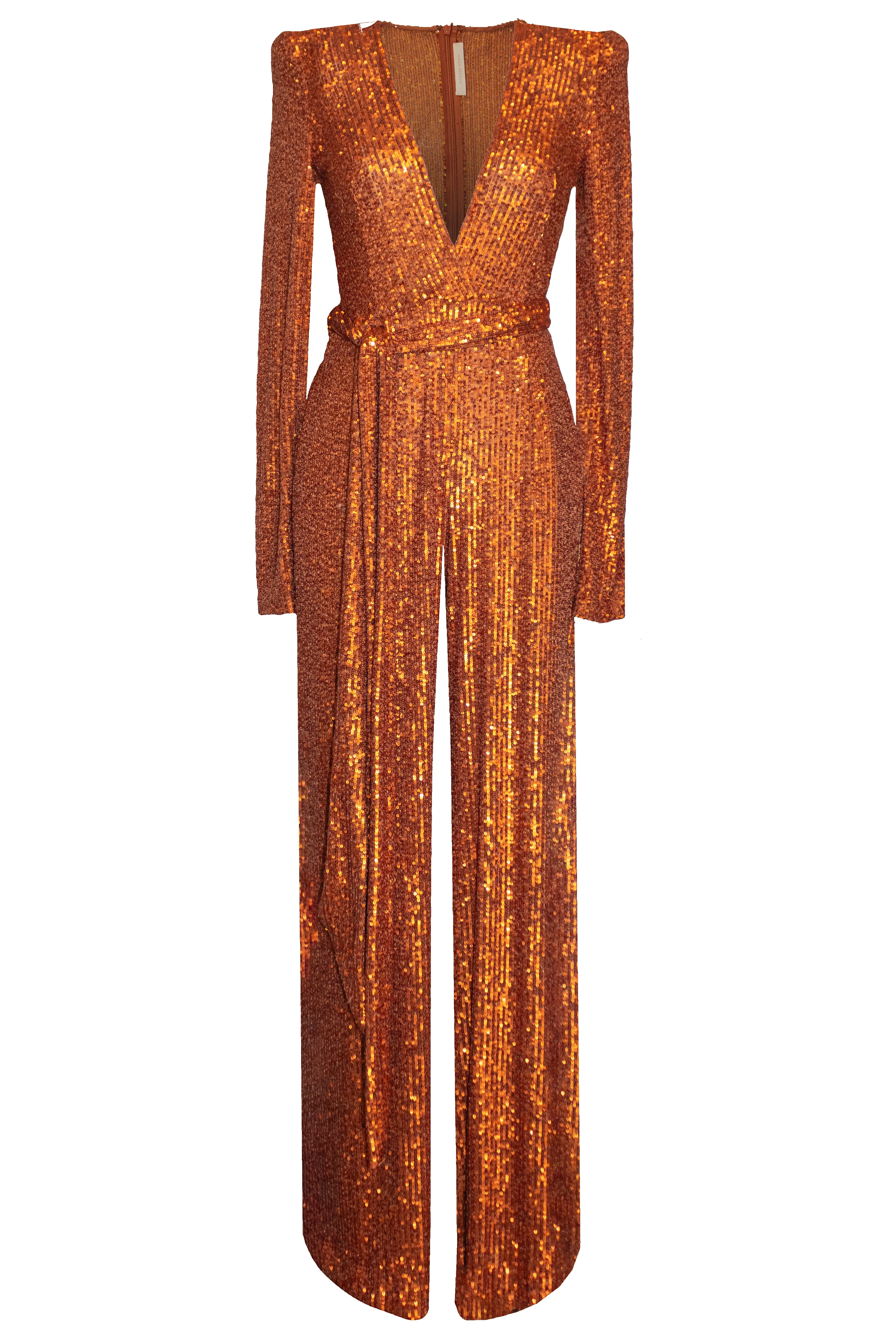 Waist Tie Stretch Sequin Jumpsuit sold by Naeem Khan product image thumbnail 2
