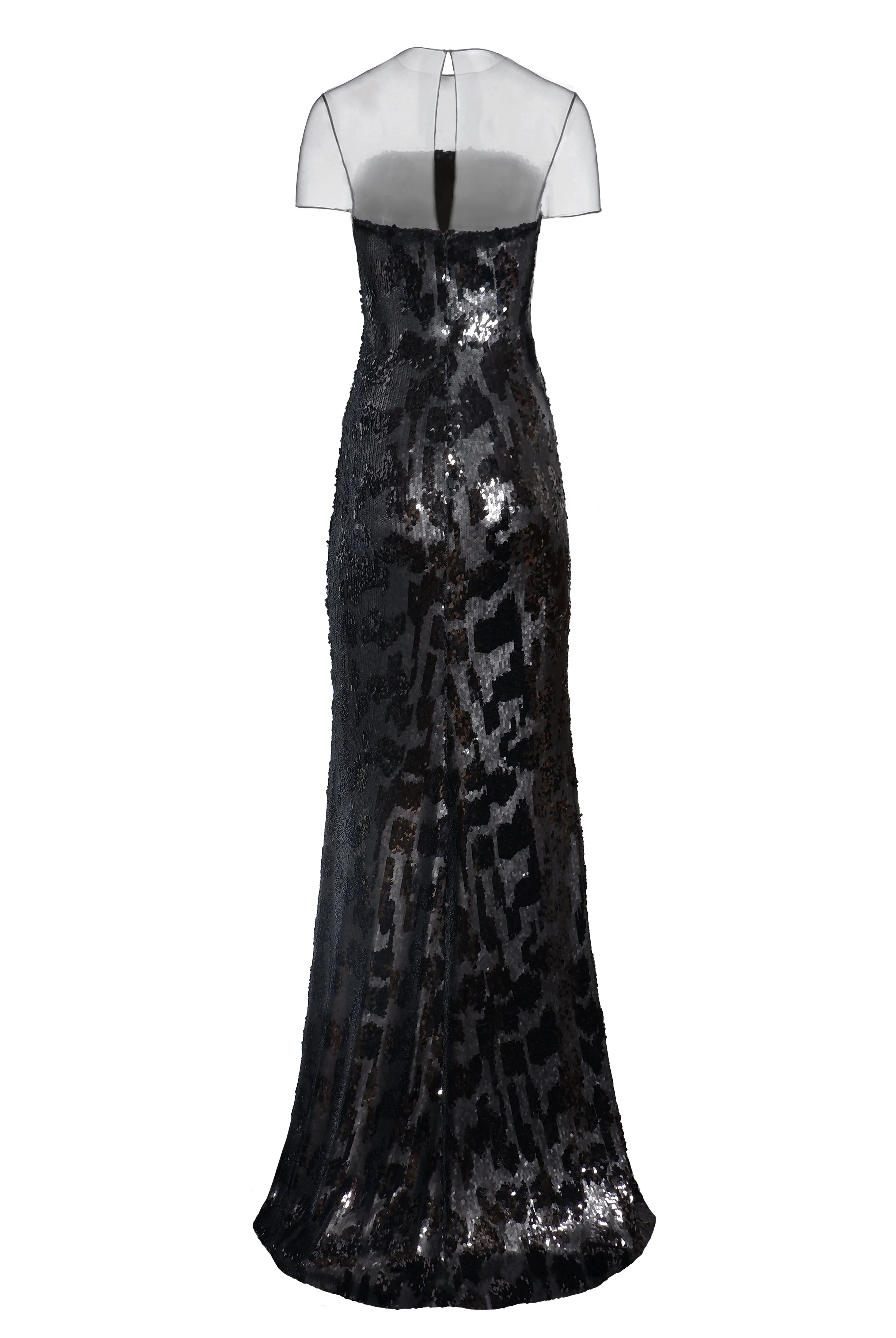 LEOPARD STRETCH SEQUIN ILLUSION NECKLINE FIT-AND-FLARE GOWN sold by Naeem Khan product image thumbnail 3