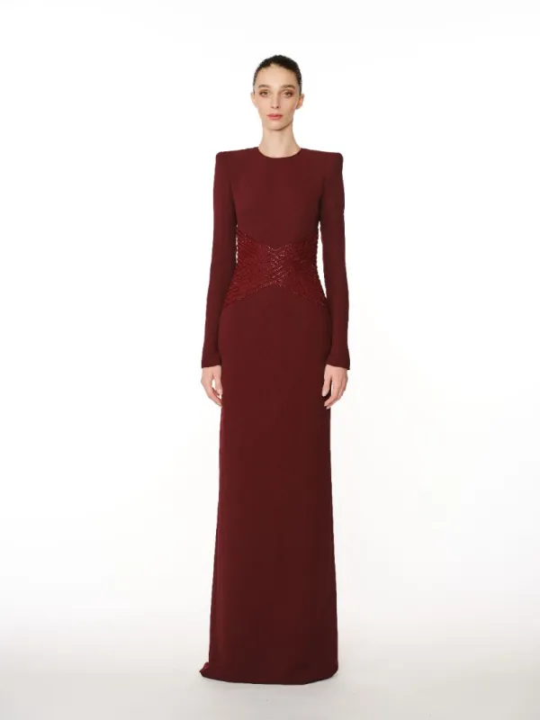EMBELLISHED WAIST LONG SLEEVE DRESS sold by Naeem Khan