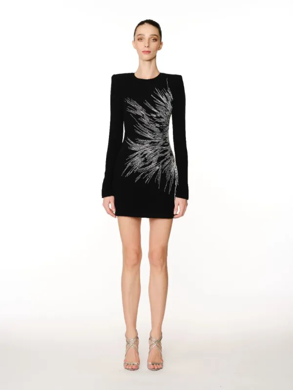 ABSTRACT EMBELLISHED LONG SLEEVE DRESS made by Naeem Khan