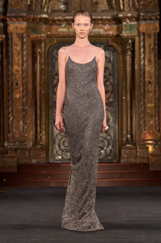 BEADED ILLUSION NECKLINE GOWN sold by Naeem Khan