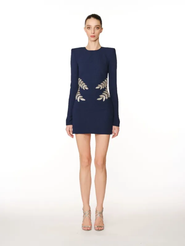 CREPE DRESS WITH LEAF APPLIQUE sold by Naeem Khan