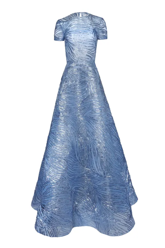 METALLIC RAFFIA CAP SLEEVE GOWN sold by Naeem Khan