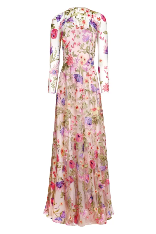 JEWEL NECK LONG SLEEVE GOWN sold by Naeem Khan