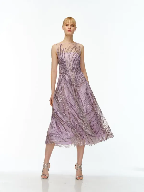 BEADED BOATNECK SLEEVELESS DRESS sold by Naeem Khan