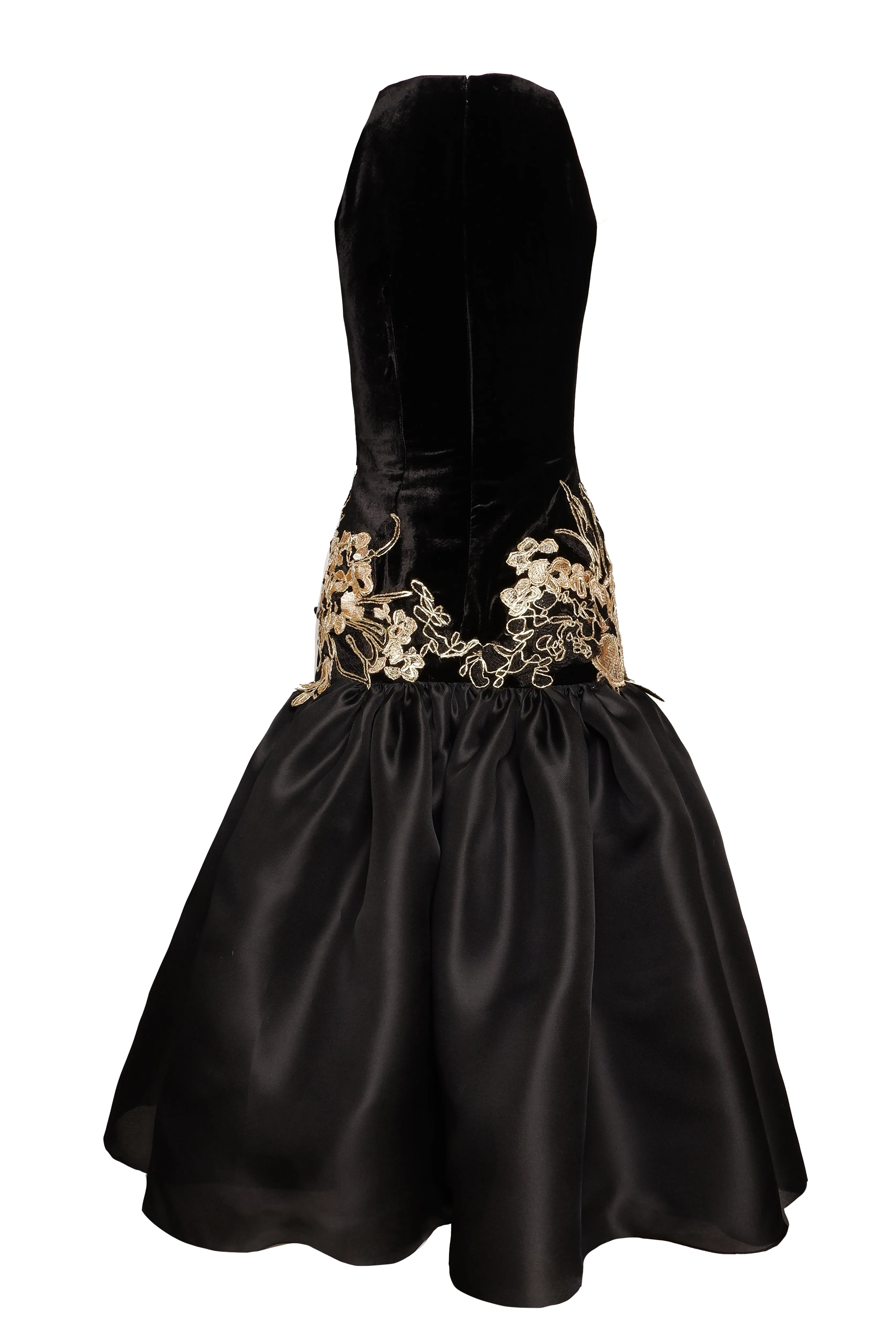 HALTER DROP WAIST DRESS WITH FLORAL APPLIQUE sold by Naeem Khan product image thumbnail 3