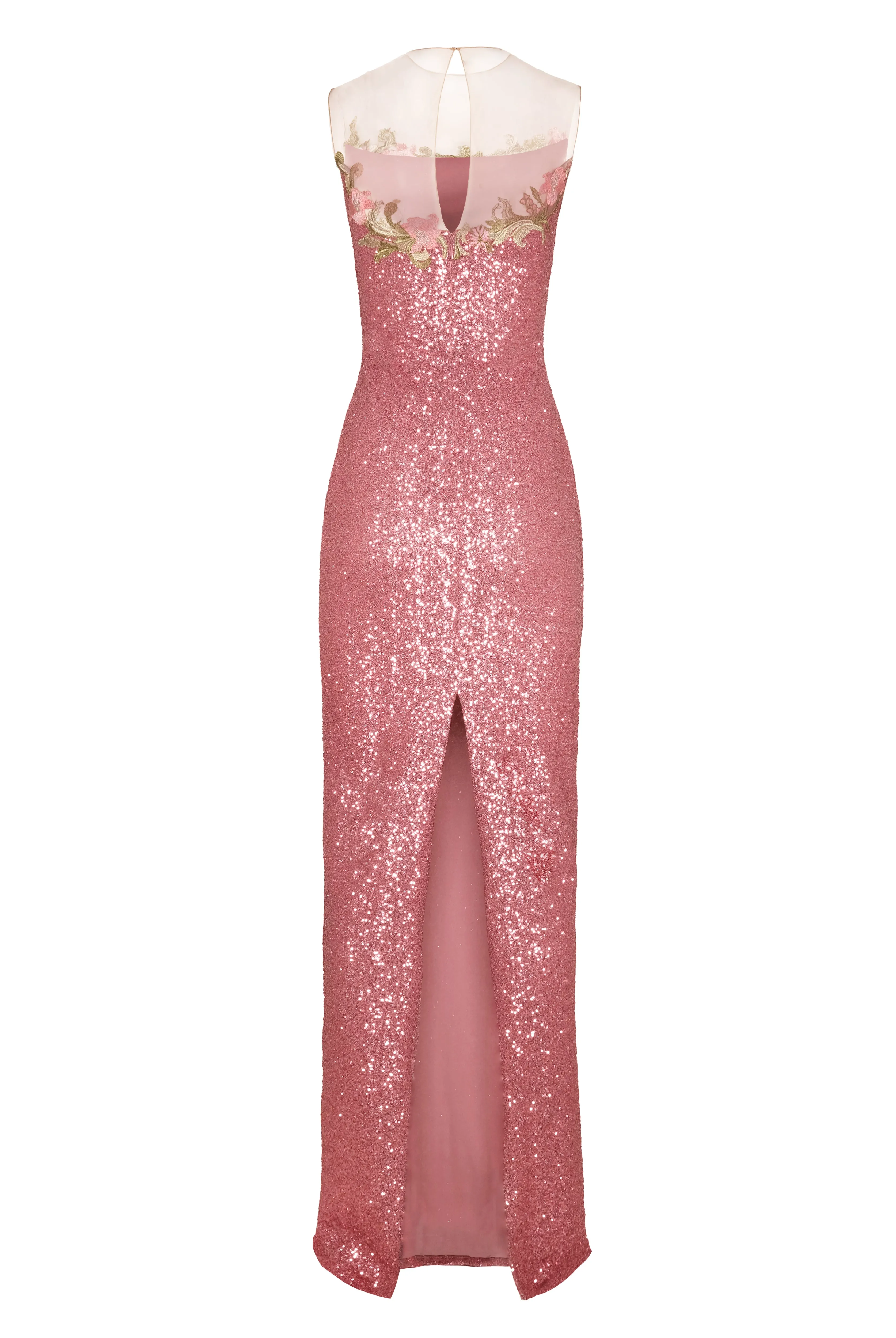 ILLUSION NECKLINE STRETCH SEQUIN SLEEVELESS GOWN sold by Naeem Khan product image thumbnail 3