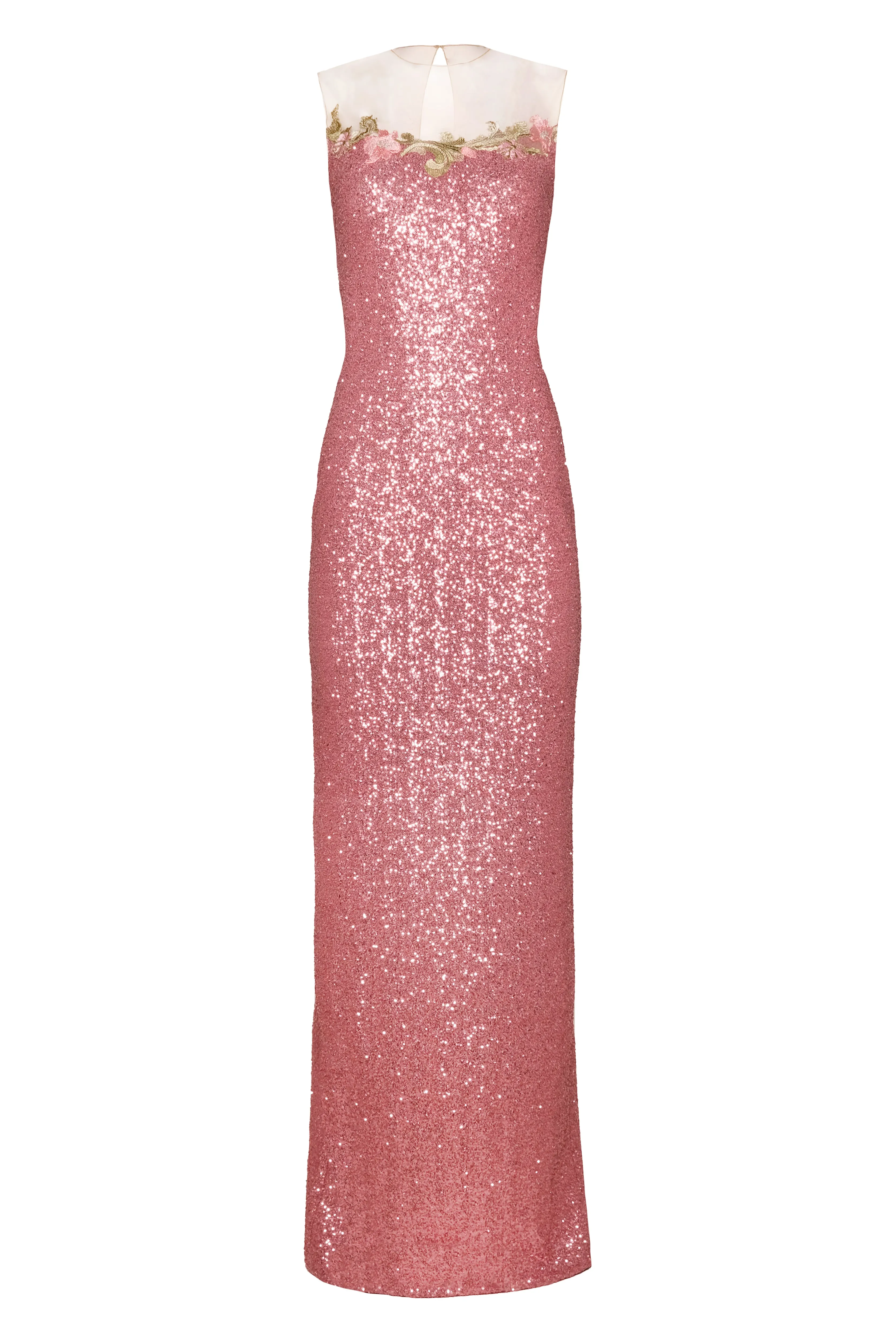 ILLUSION NECKLINE STRETCH SEQUIN SLEEVELESS GOWN sold by Naeem Khan product image thumbnail 2