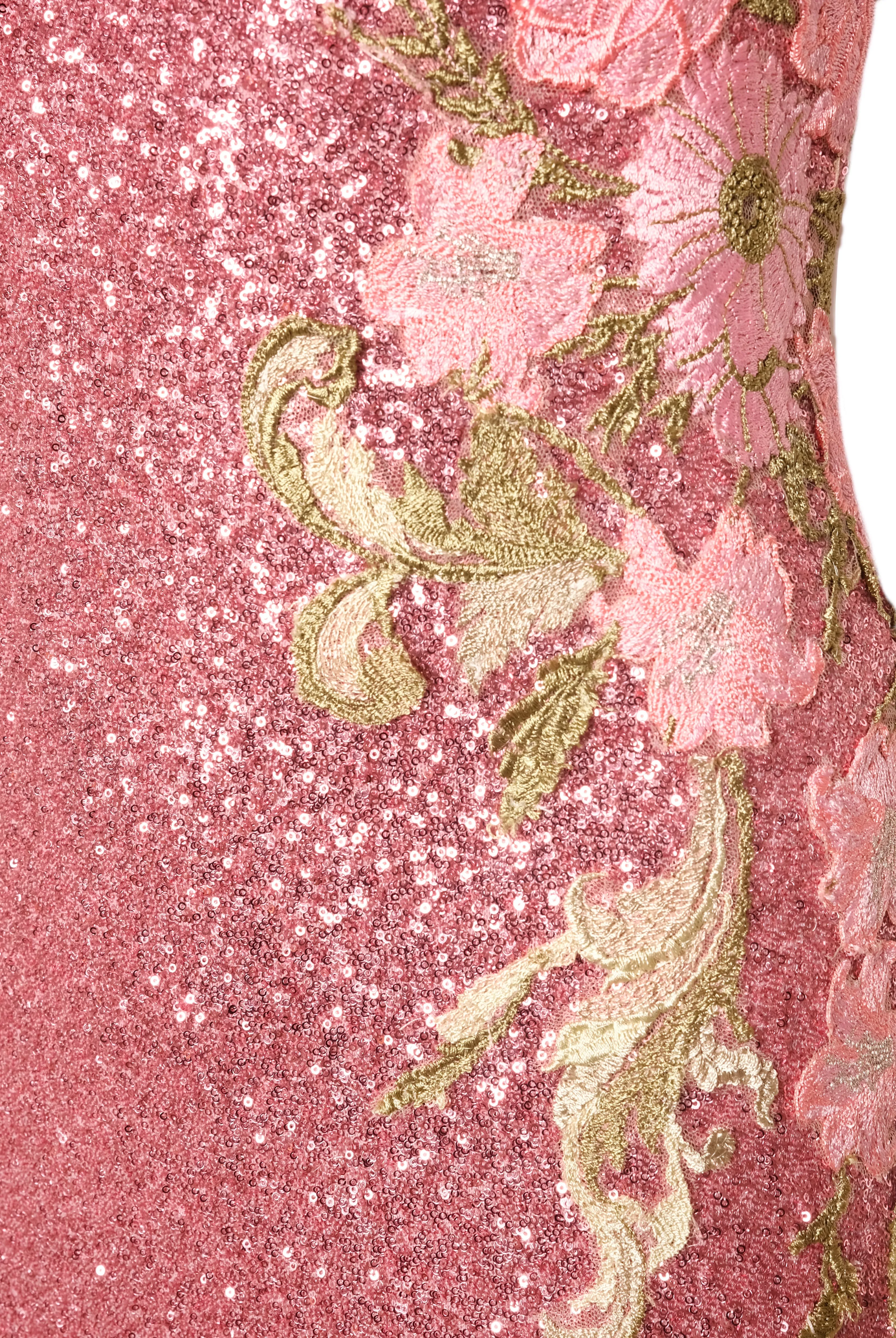SEQUIN FLORAL SHORT SLEEVE GOWN sold by Naeem Khan product image thumbnail 4