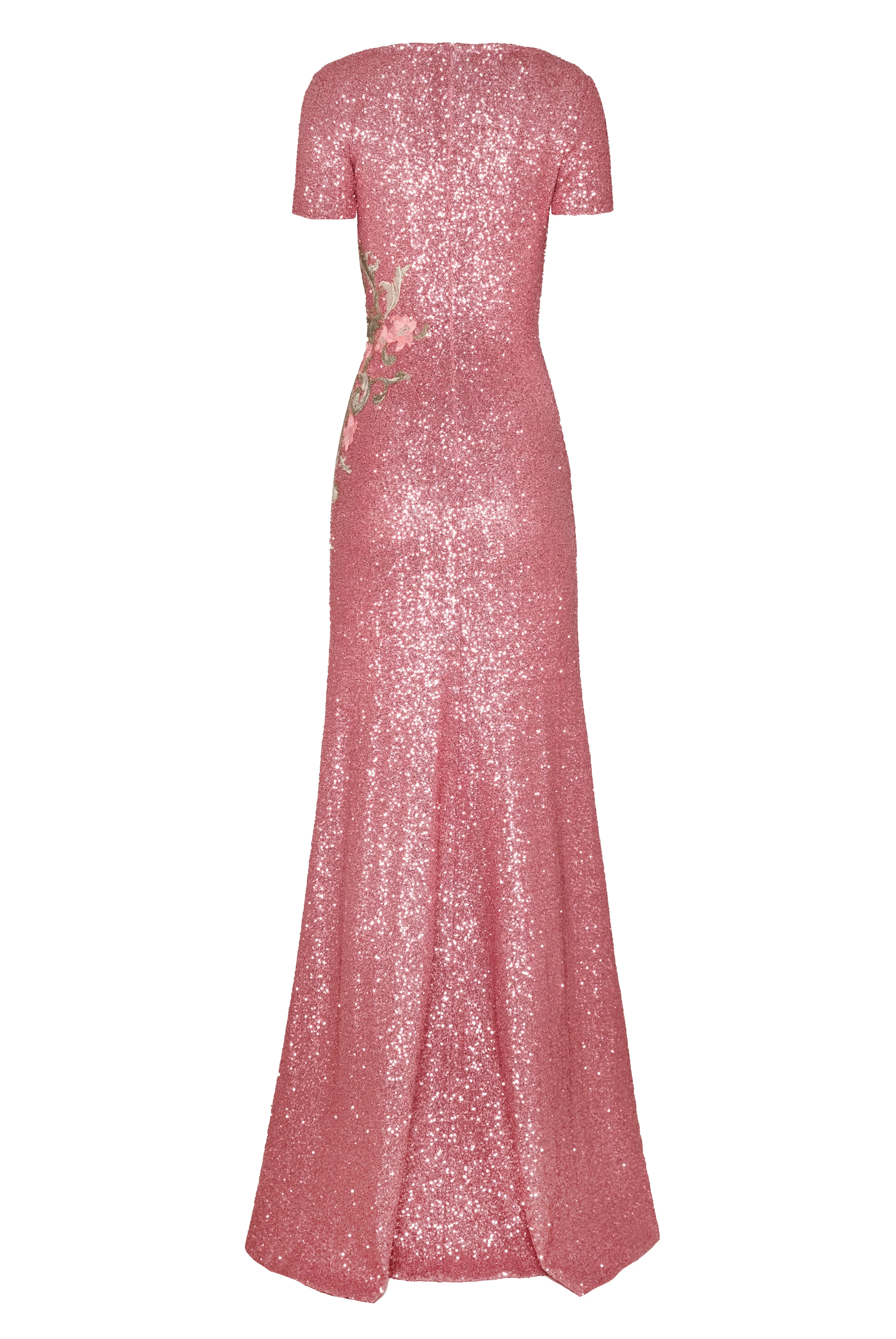 SEQUIN FLORAL SHORT SLEEVE GOWN sold by Naeem Khan product image thumbnail 3