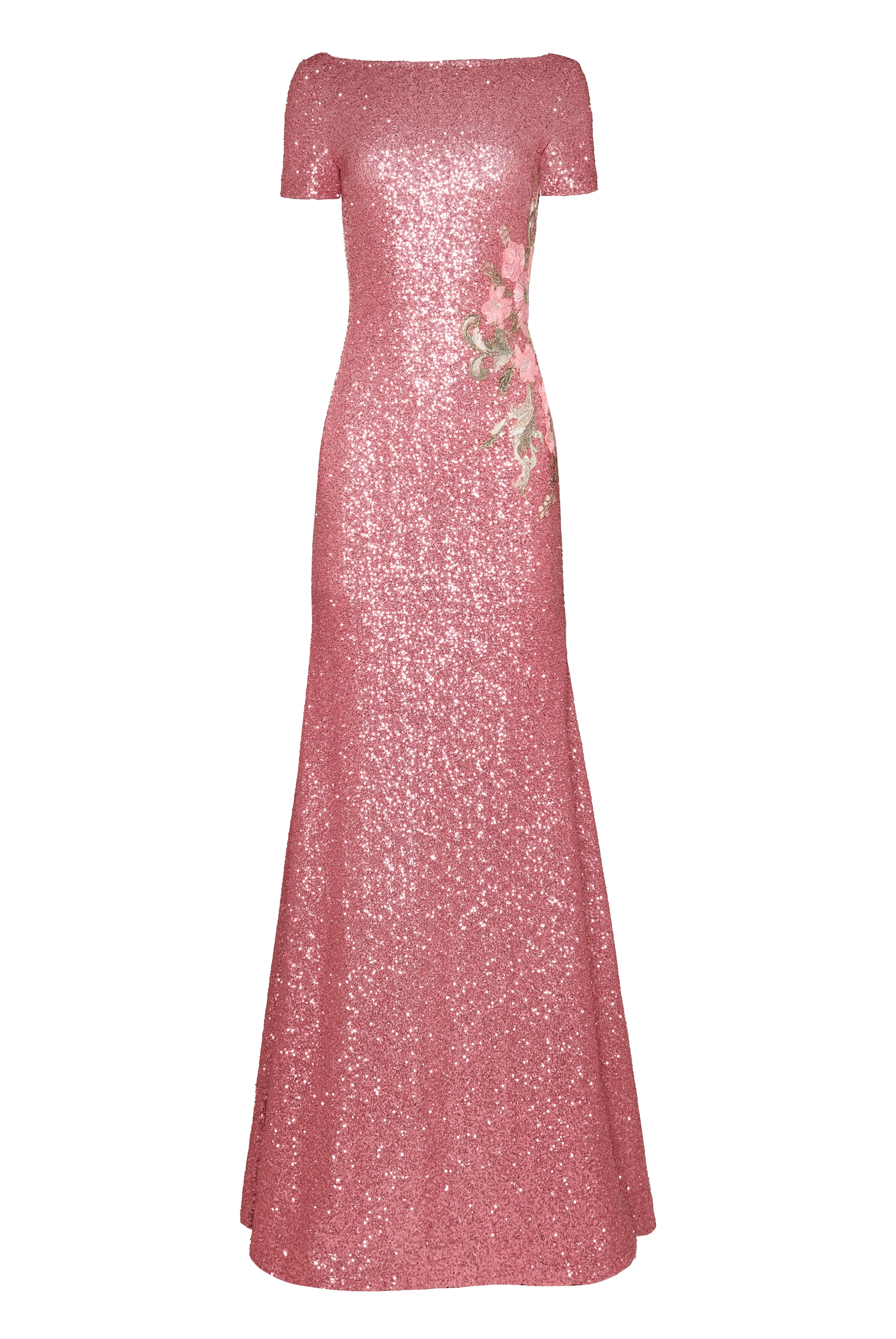 SEQUIN FLORAL SHORT SLEEVE GOWN sold by Naeem Khan