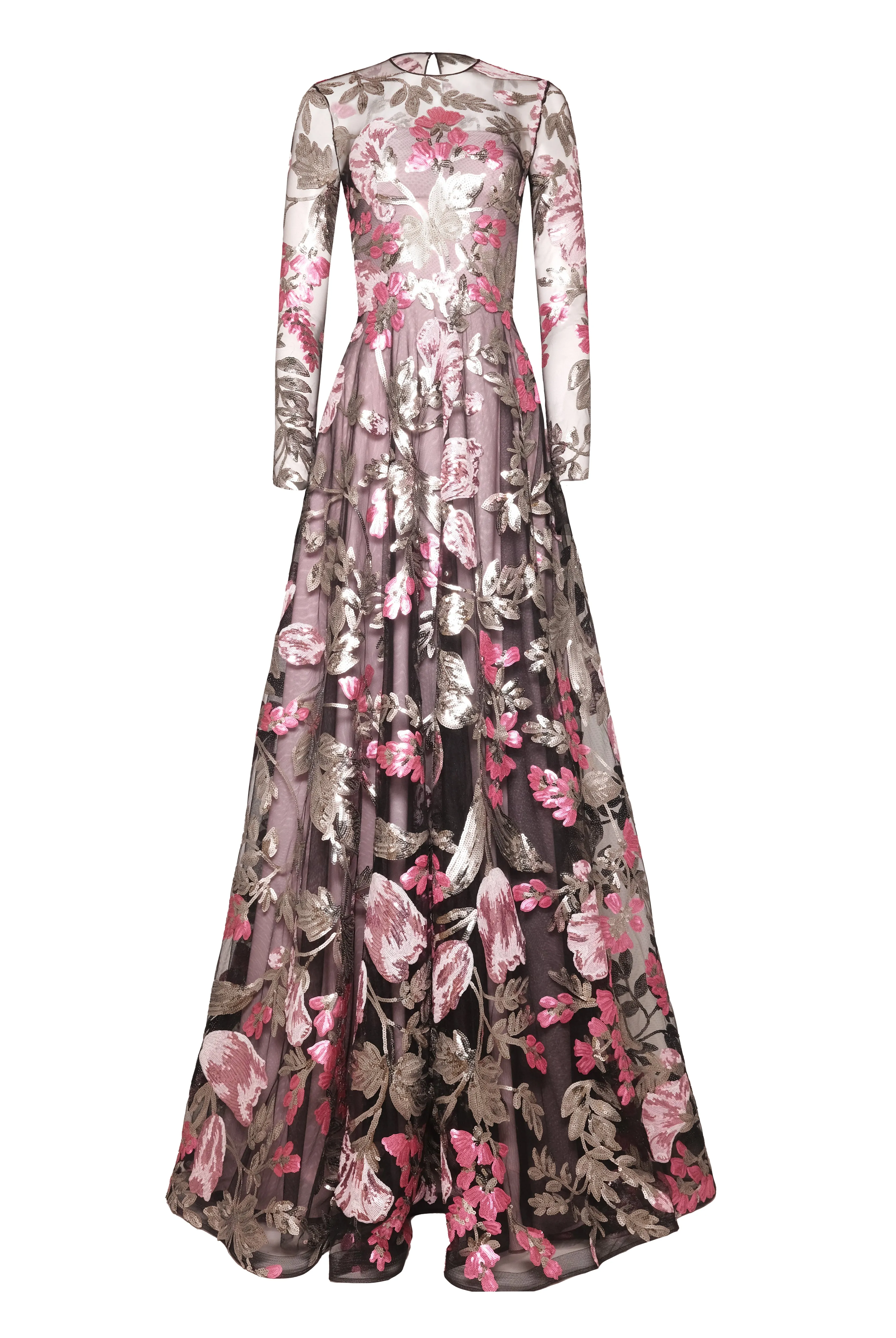 SEQUIN FLORAL LONG SLEEVE GOWN sold by Naeem Khan product image thumbnail 2