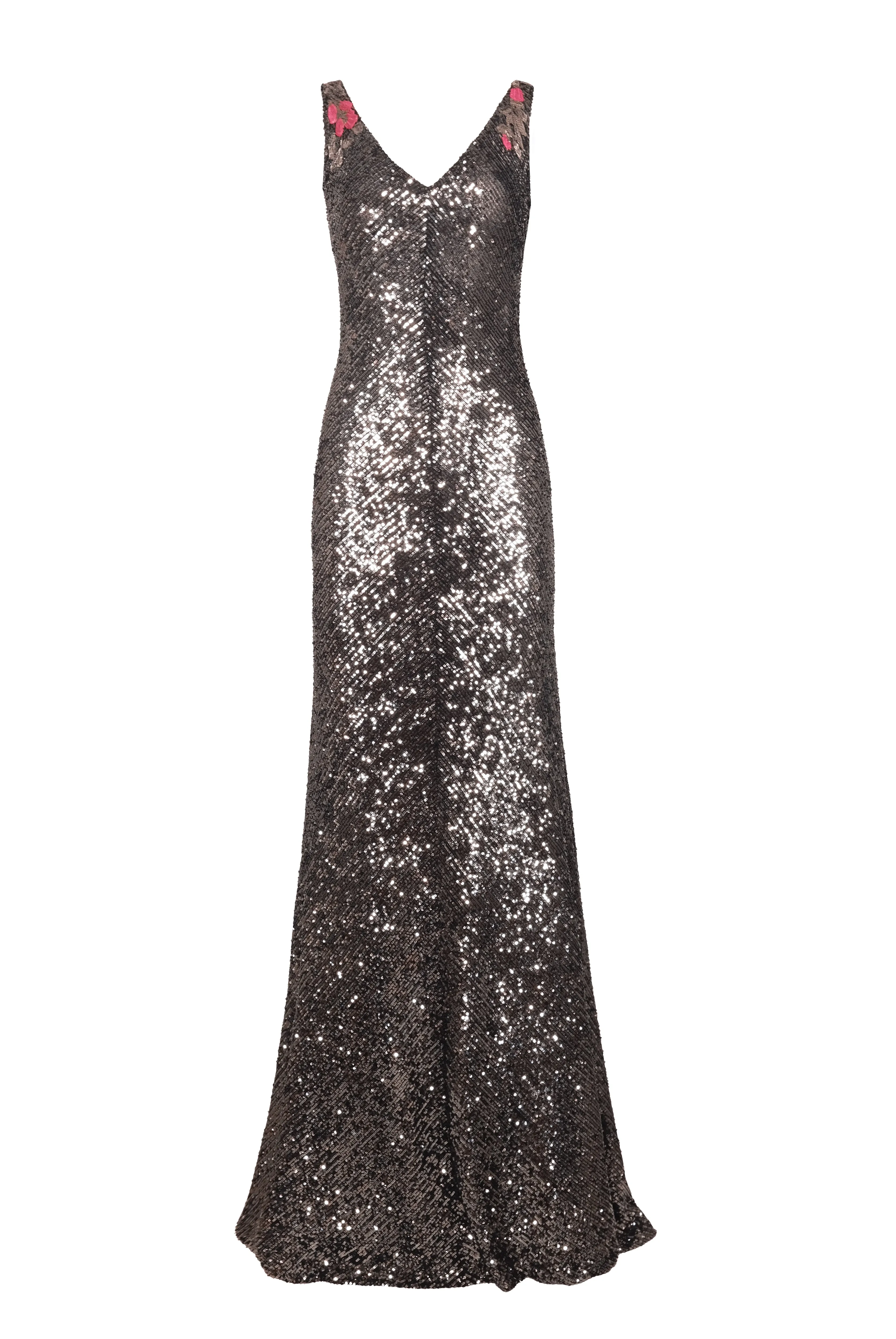 FLORAL APPLIQUE STRETCH SEQUIN V-NECK GOWN sold by Naeem Khan product image thumbnail 2