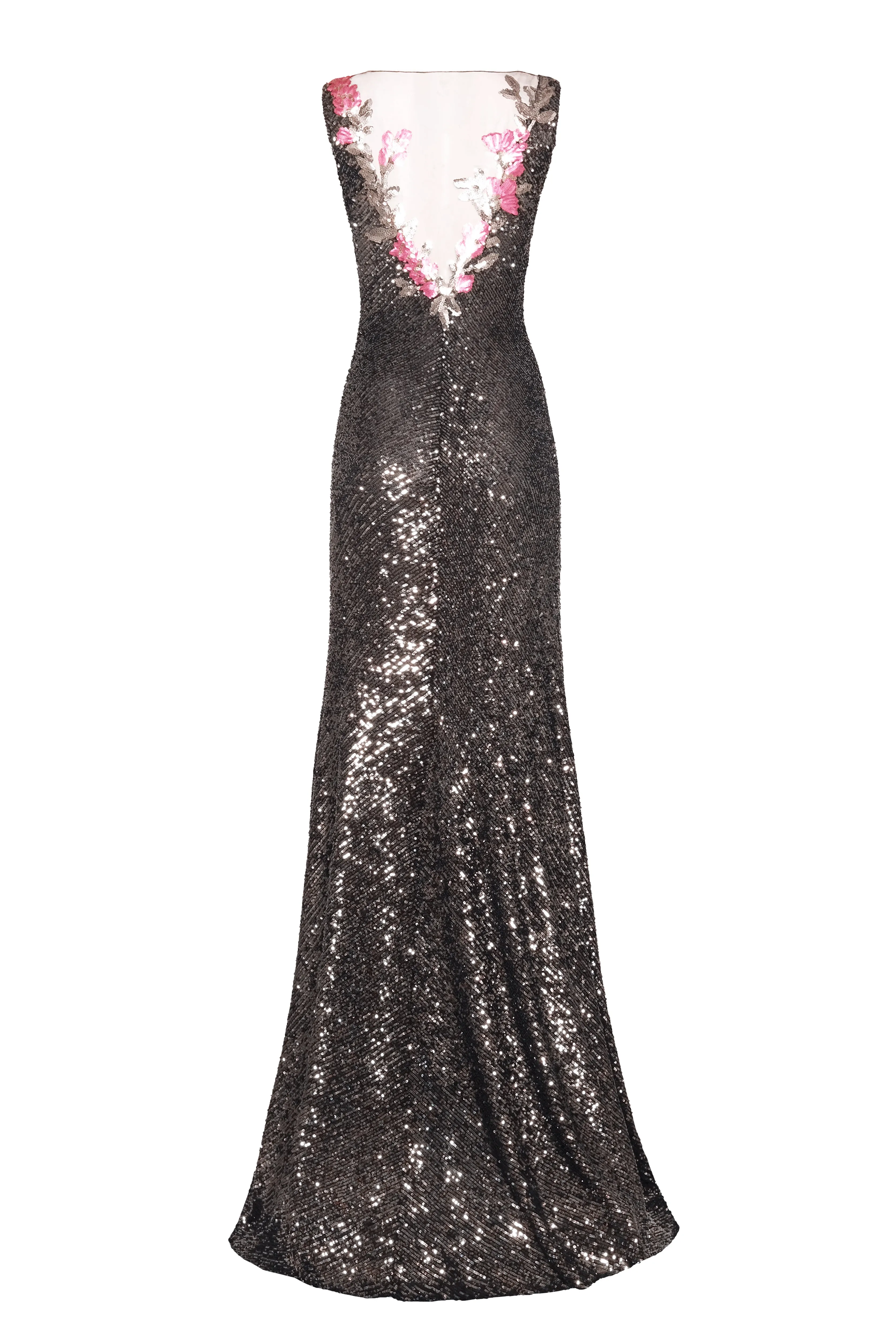 FLORAL APPLIQUE STRETCH SEQUIN V-NECK GOWN sold by Naeem Khan product image thumbnail 3