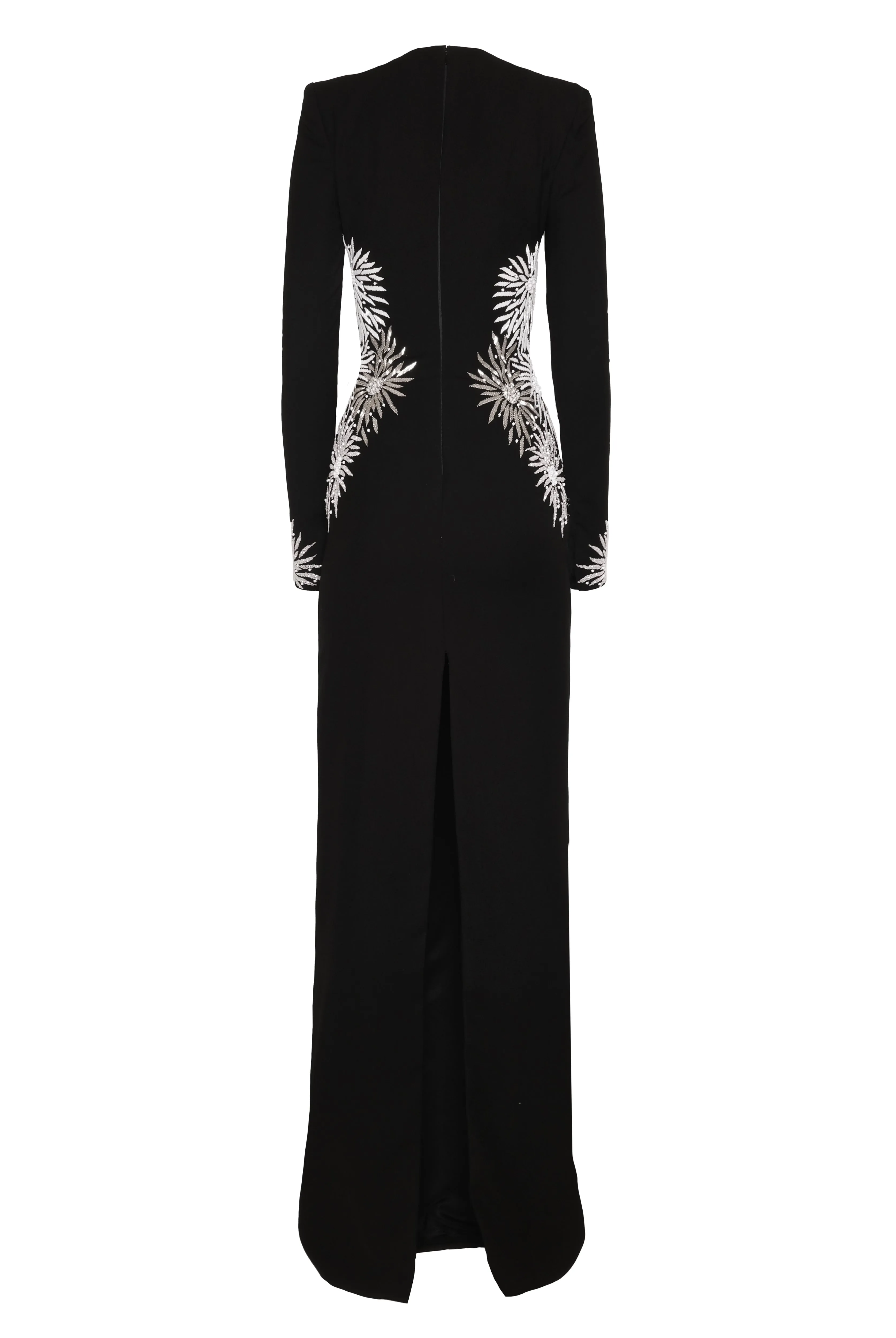 EMBELLISHED WAIST LONG SLEEVE COLUMN GOWN sold by Naeem Khan product image thumbnail 2