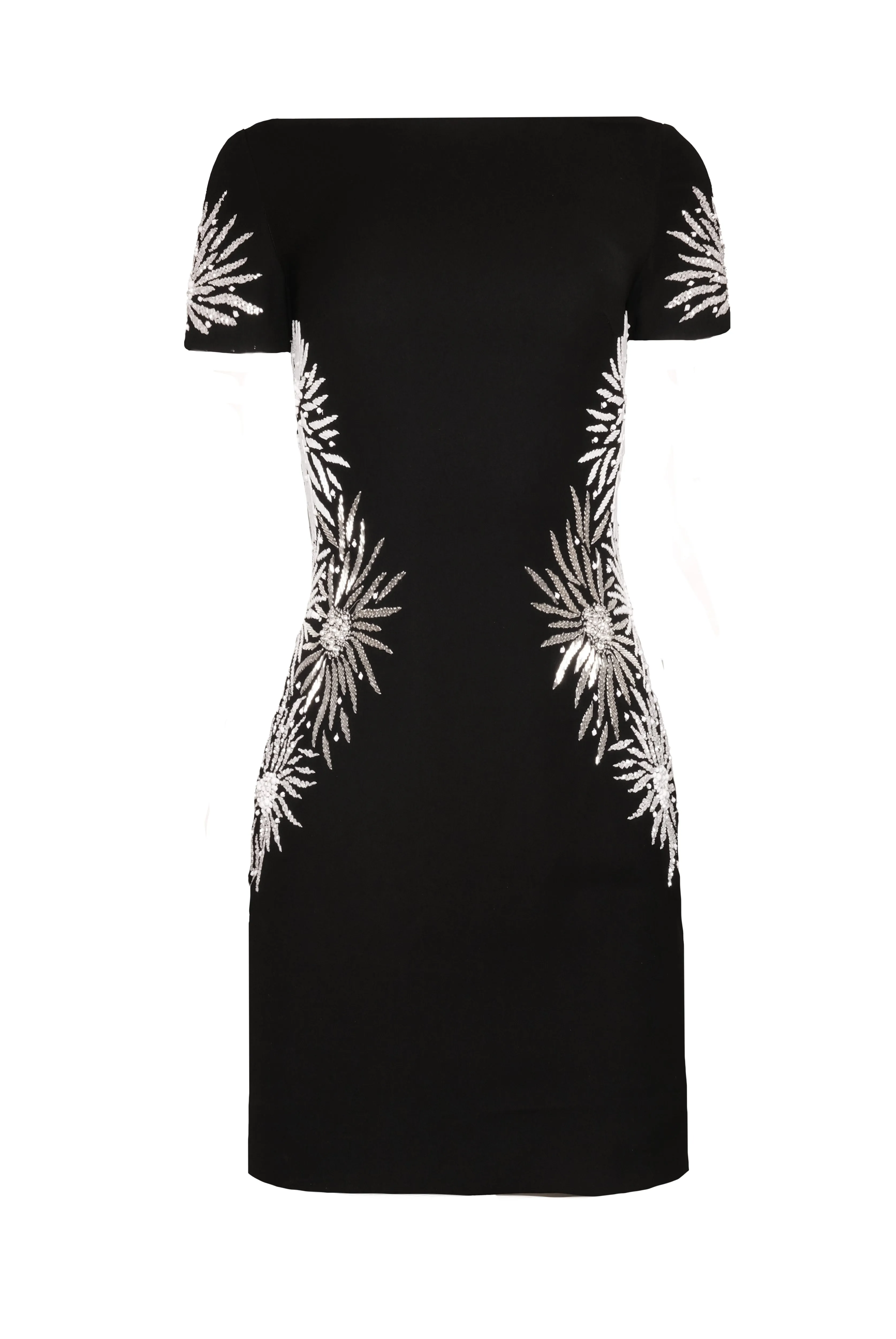 EMBELLISHED BOATNECK CAP SLEEVE CREPE KNEE-LENGTH DRESS sold by Naeem Khan