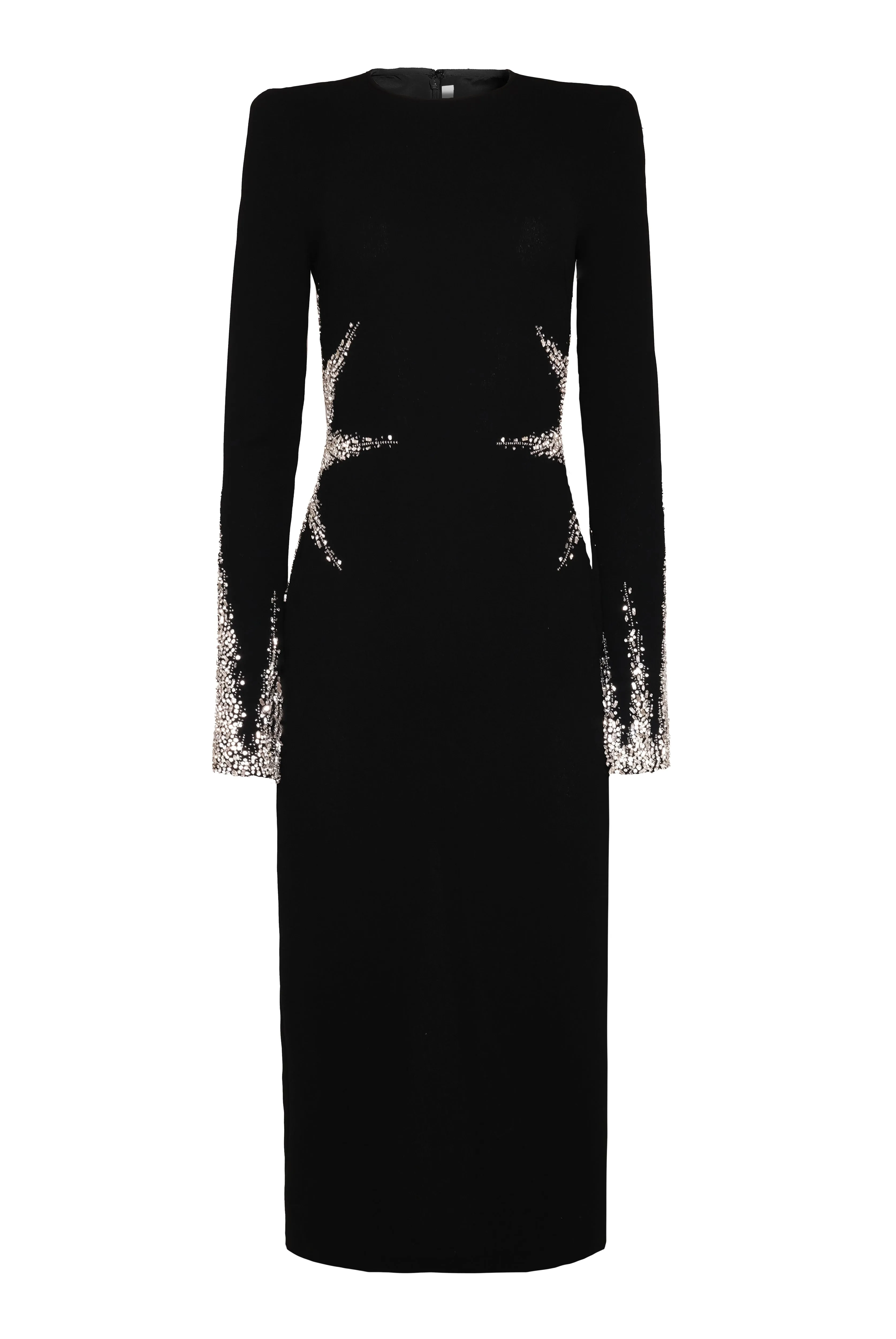 CRYSTAL EMBELLISHED CREPE LONG SLEEVE DRESS sold by Naeem Khan product image thumbnail 2