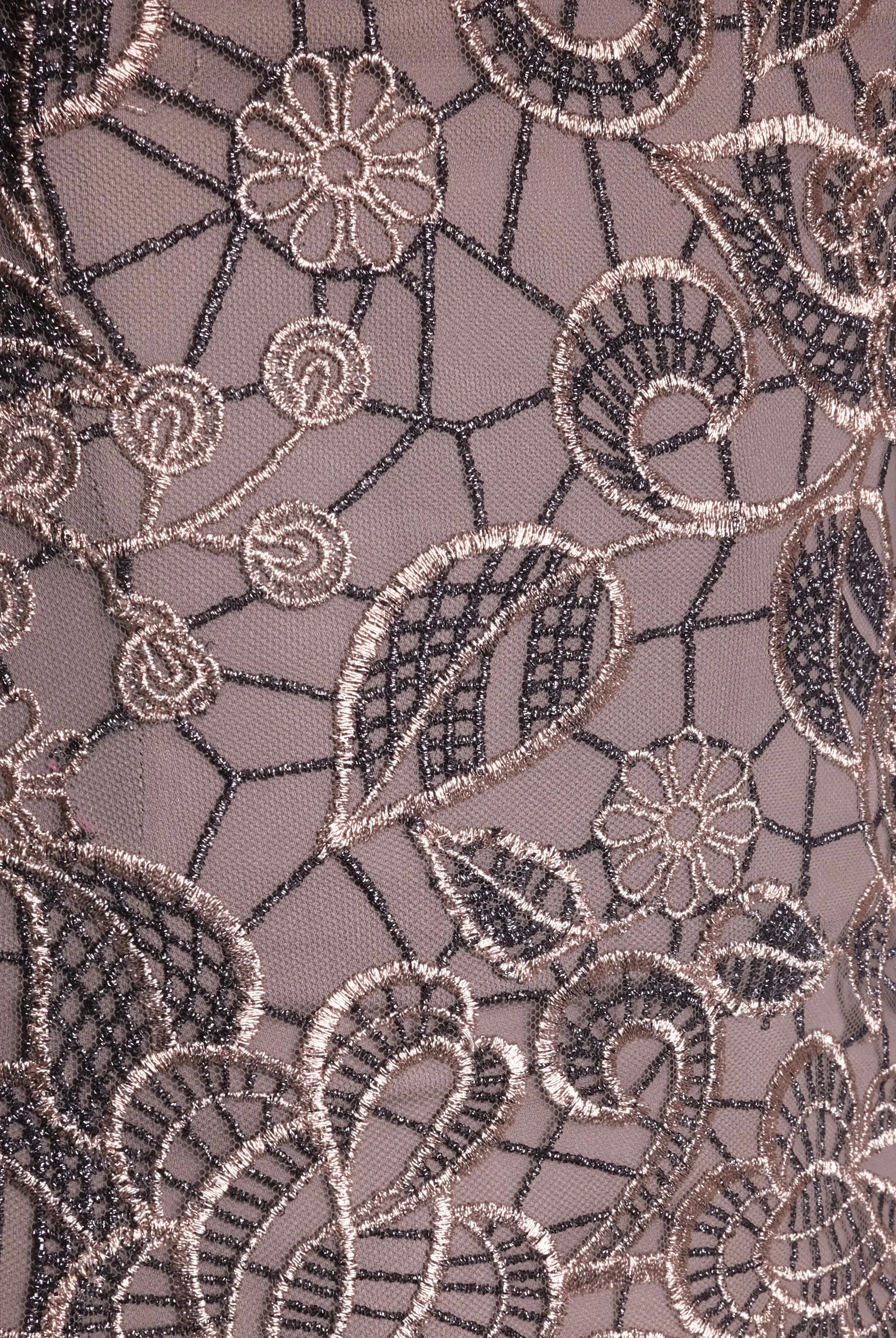 METALLIC LACE BOATNECK TEA-LENGTH DRESS sold by Naeem Khan product image thumbnail 3